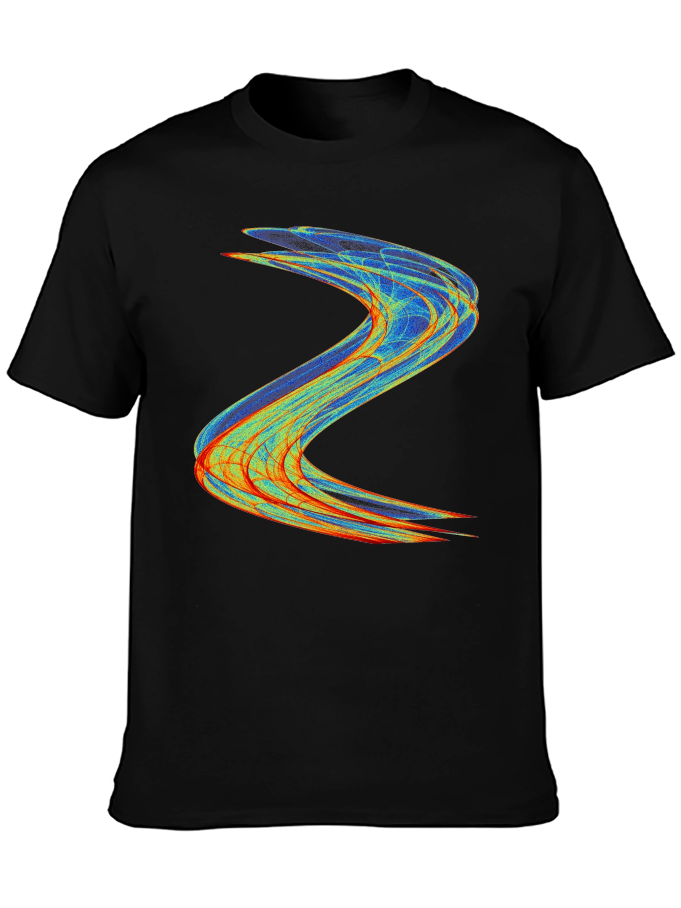 Abstract Wave Design Black T-Shirt