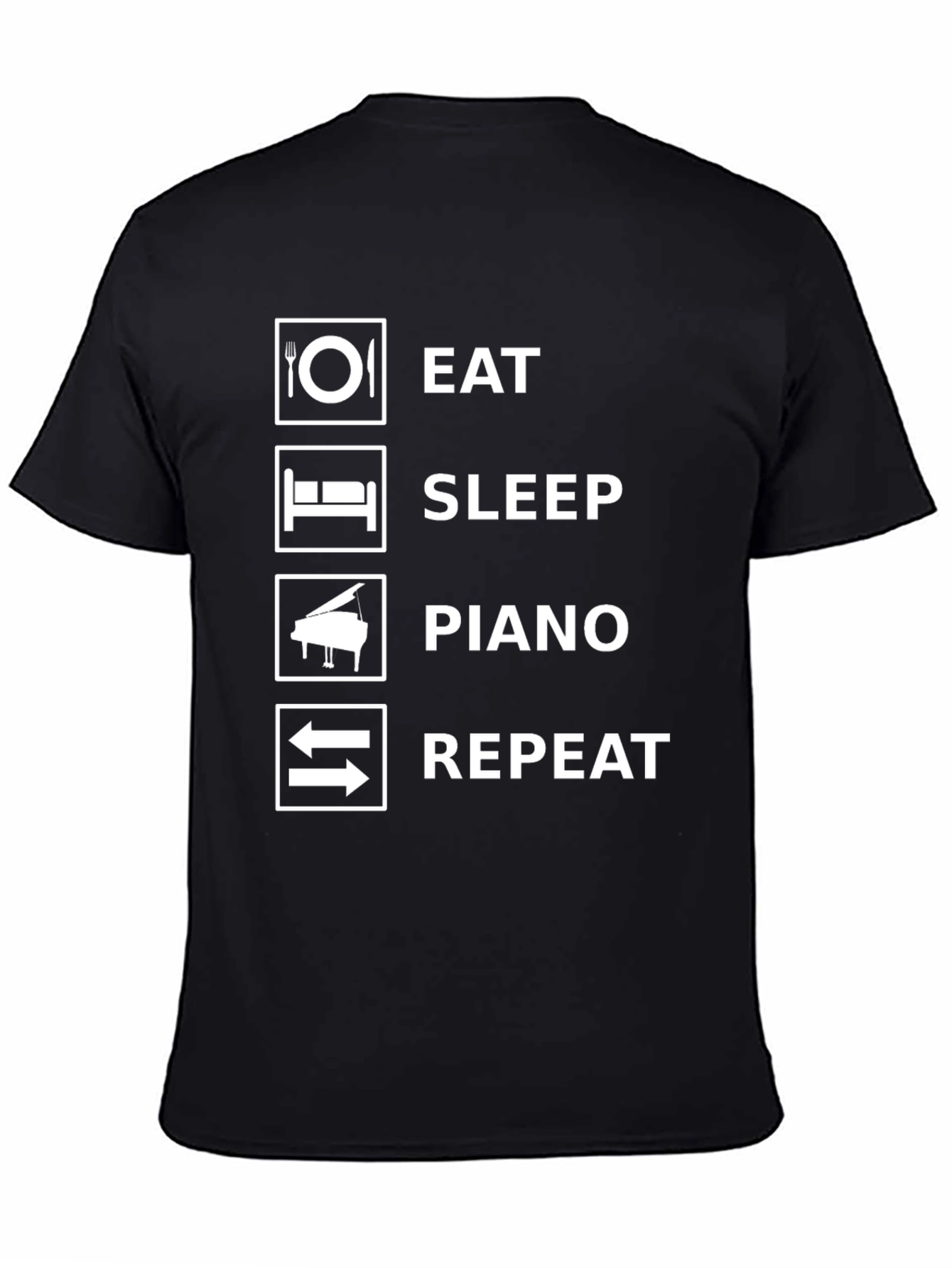 Eat Sleep Piano Repeat Black T-Shirt