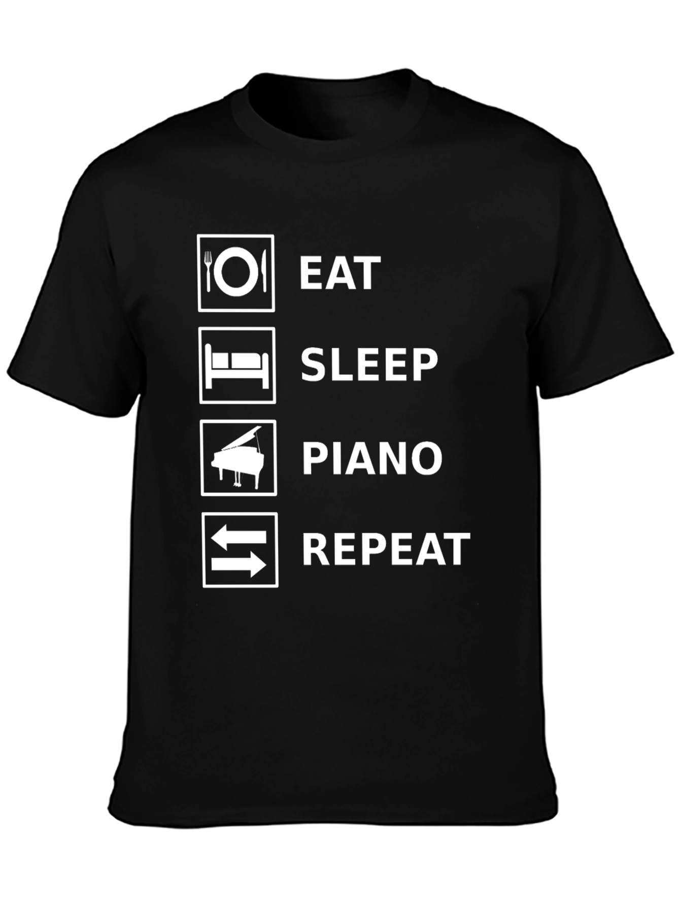 Eat Sleep Piano Repeat Black T-Shirt