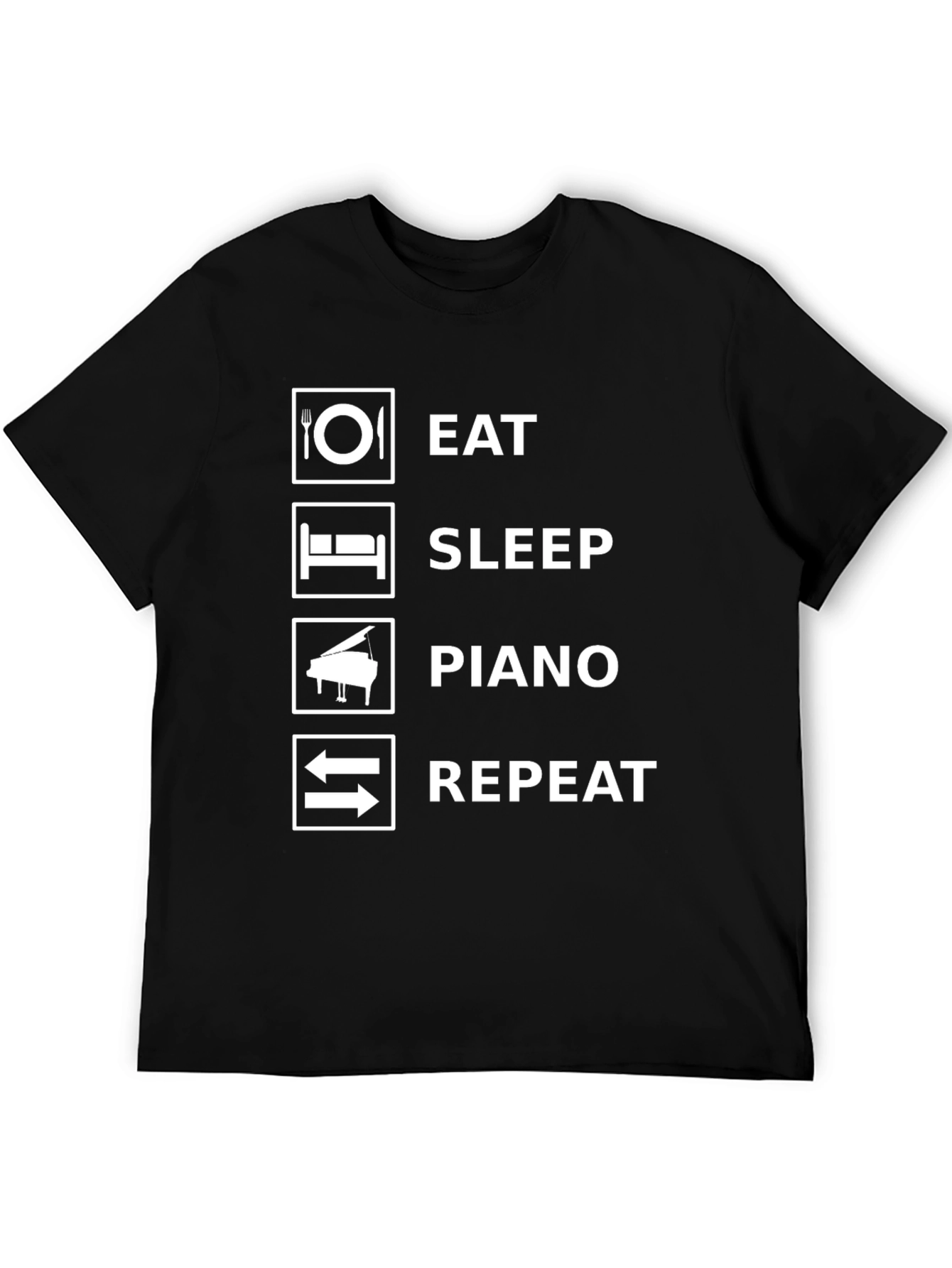 Eat Sleep Piano Repeat Black T-Shirt