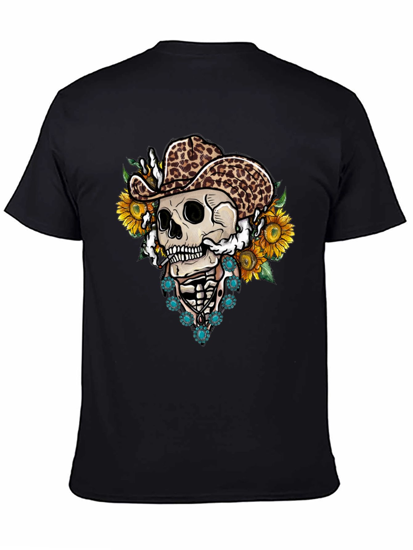 Skull in Leopard Cowboy Hat Tee