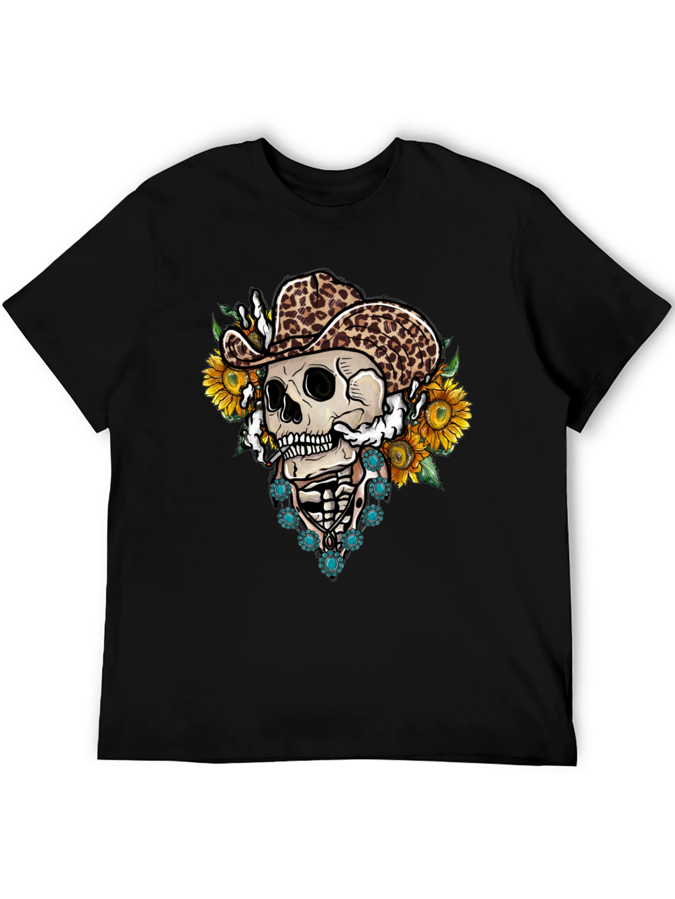 Skull in Leopard Cowboy Hat Tee