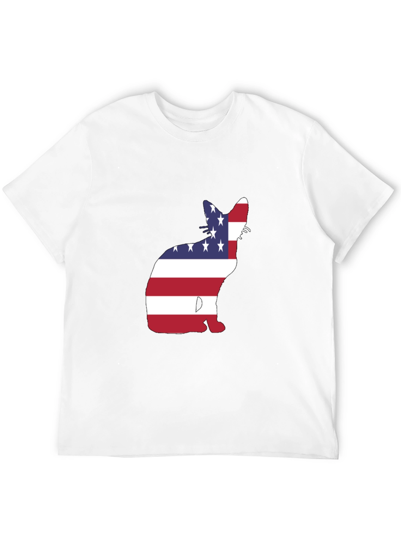 Patriotic Cat T-Shirt - USA Flag Design