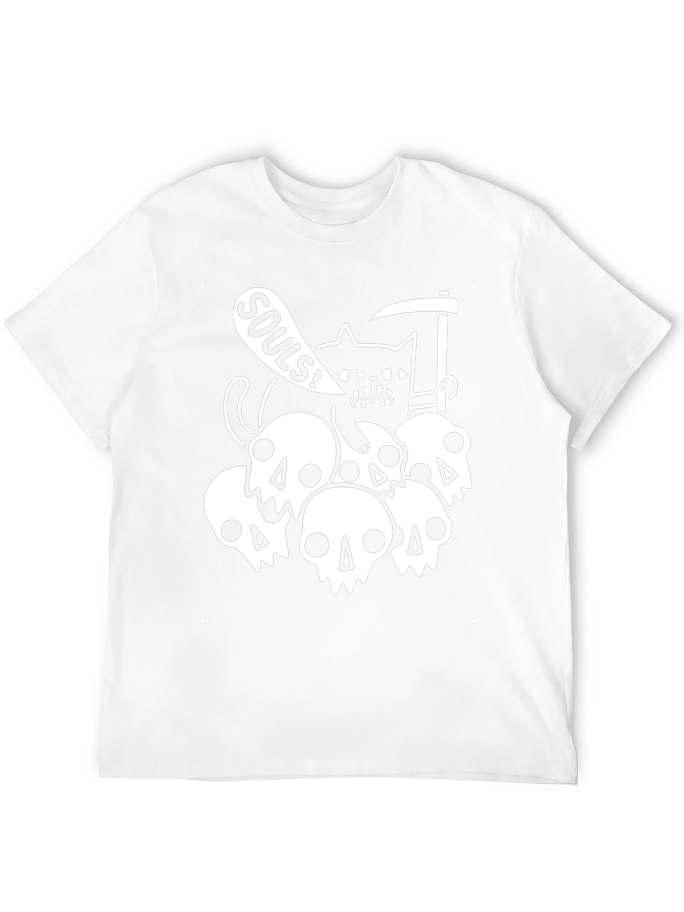 Grim Reaper Cat Souls Graphic T-Shirt - Black