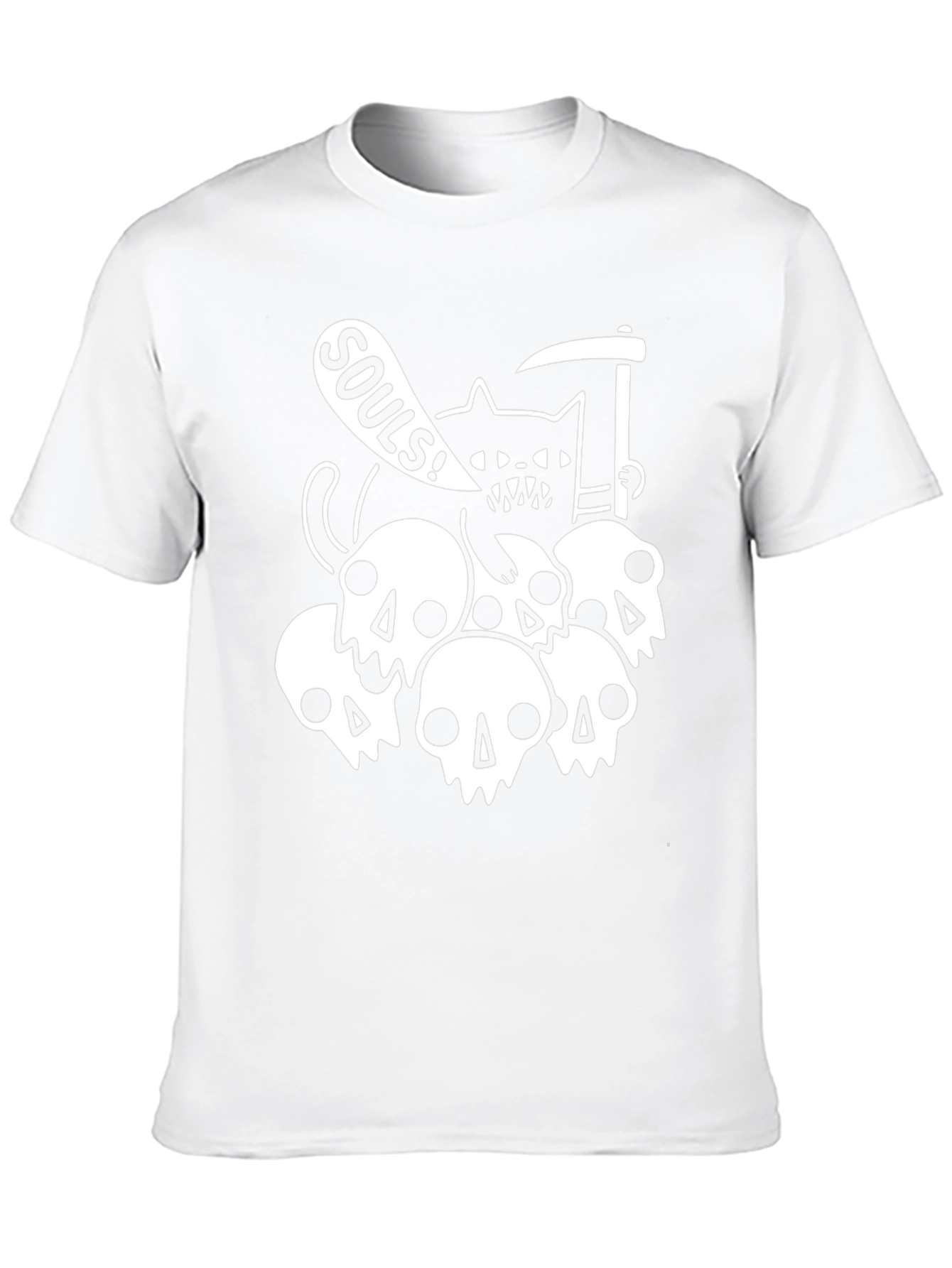Grim Reaper Cat Souls Graphic T-Shirt - Black