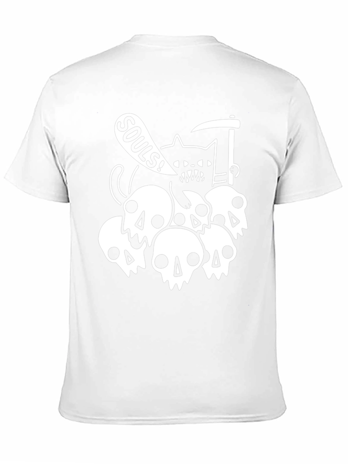 Grim Reaper Cat Souls Graphic T-Shirt - Black