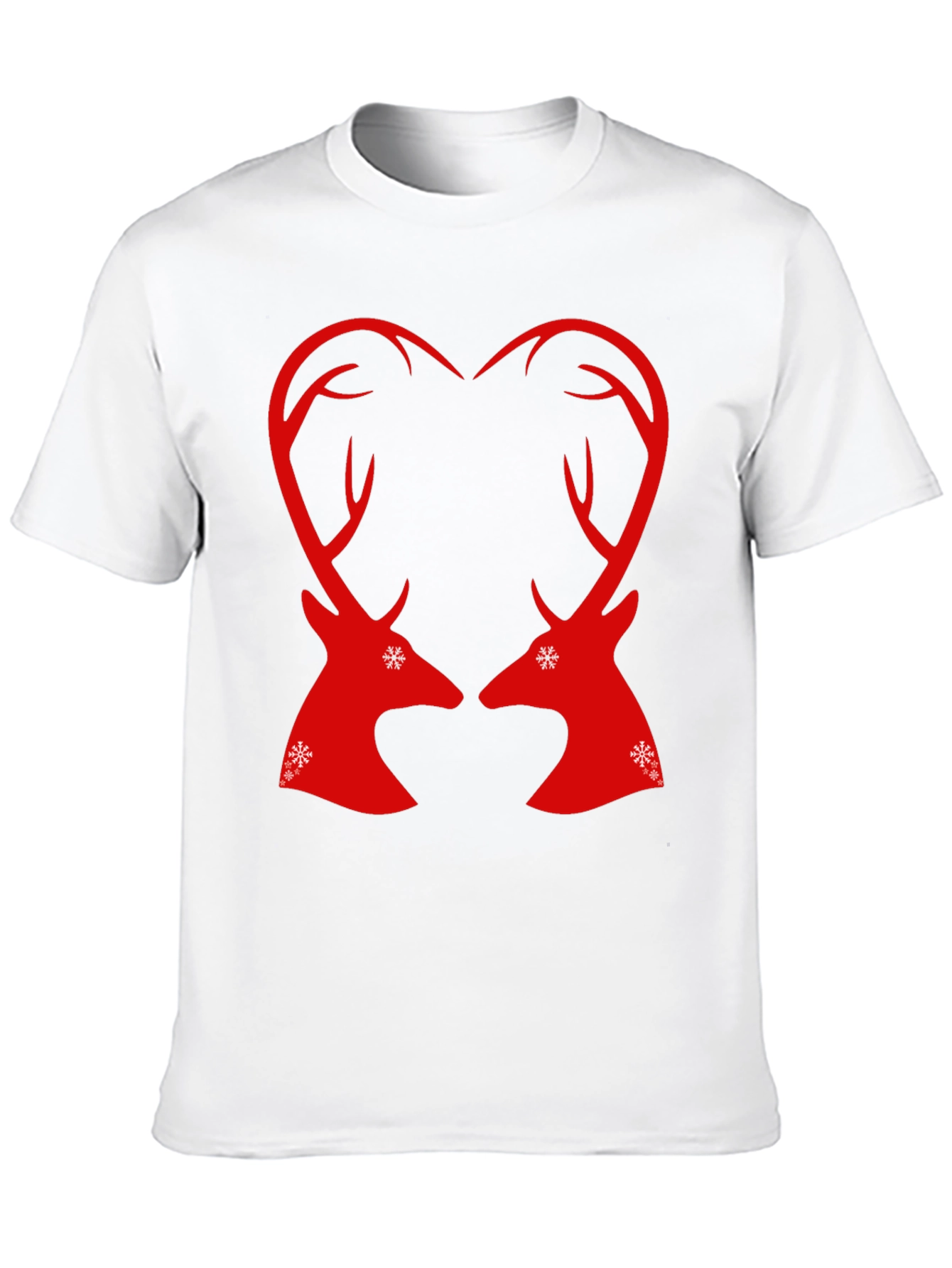 Festive Reindeer Heart Graphic Tee - Black