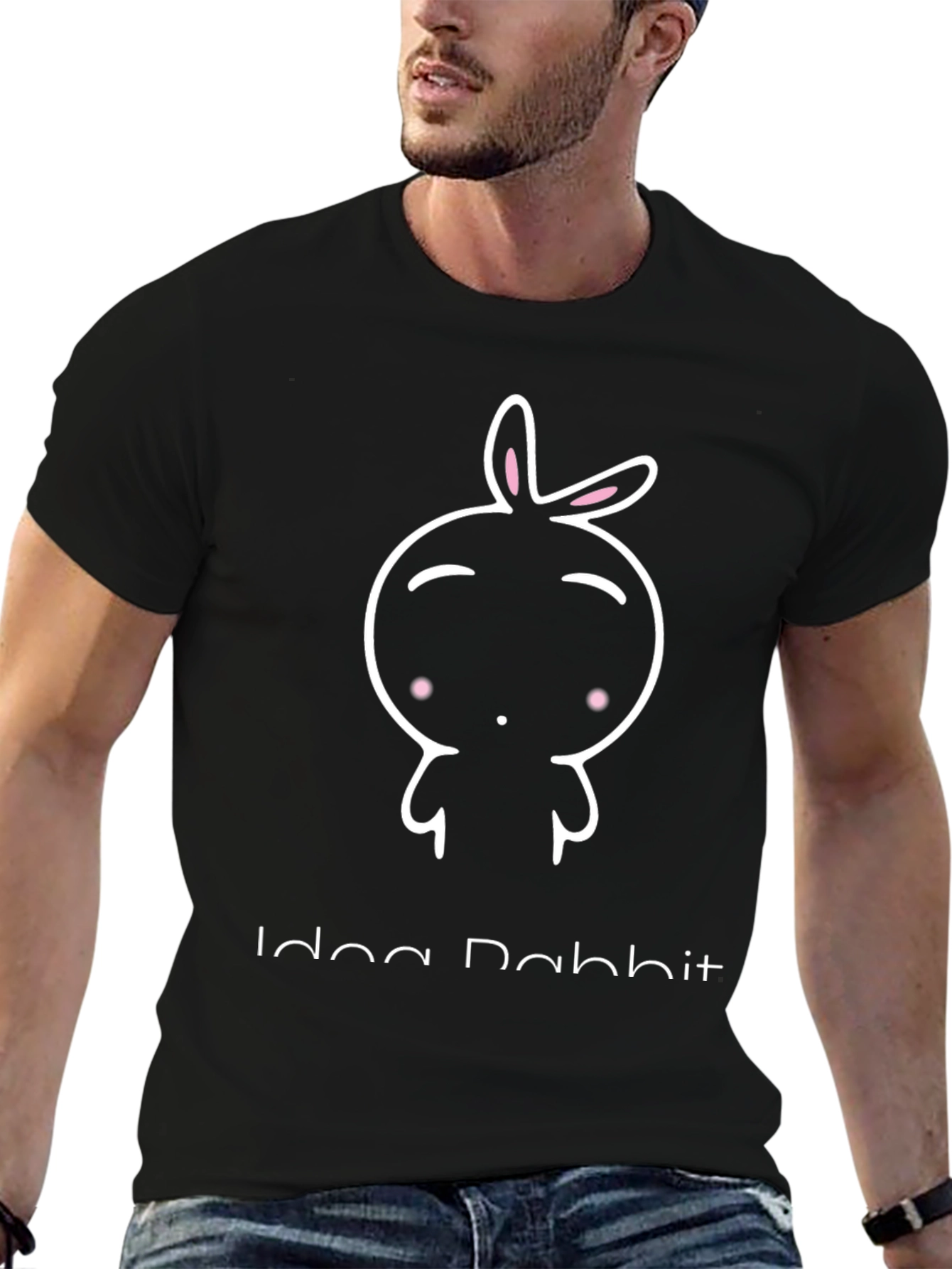 Cute Idea Rabbit Black Graphic Tee
