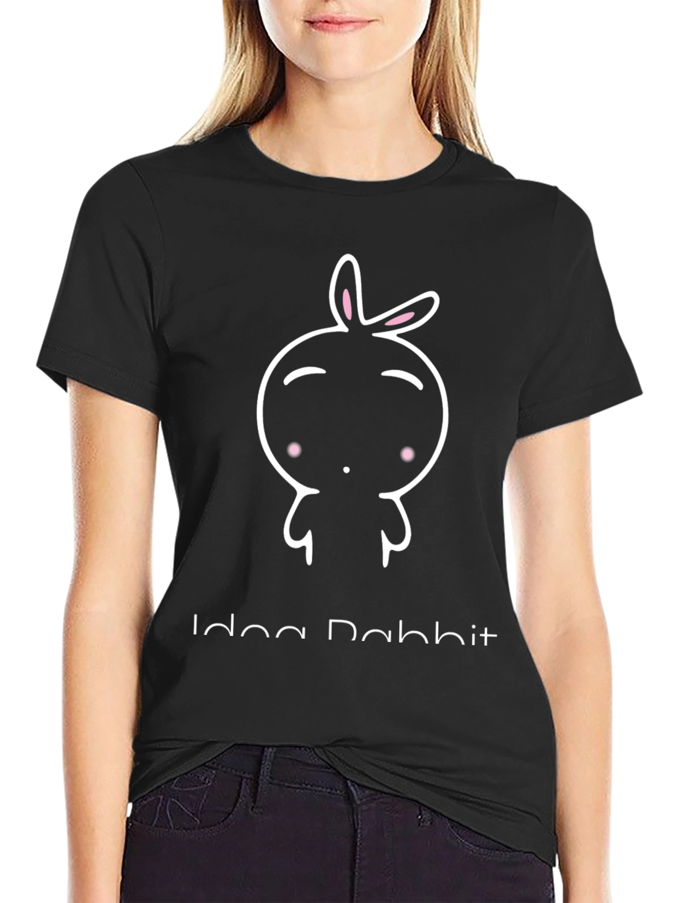 Cute Idea Rabbit Black Graphic Tee
