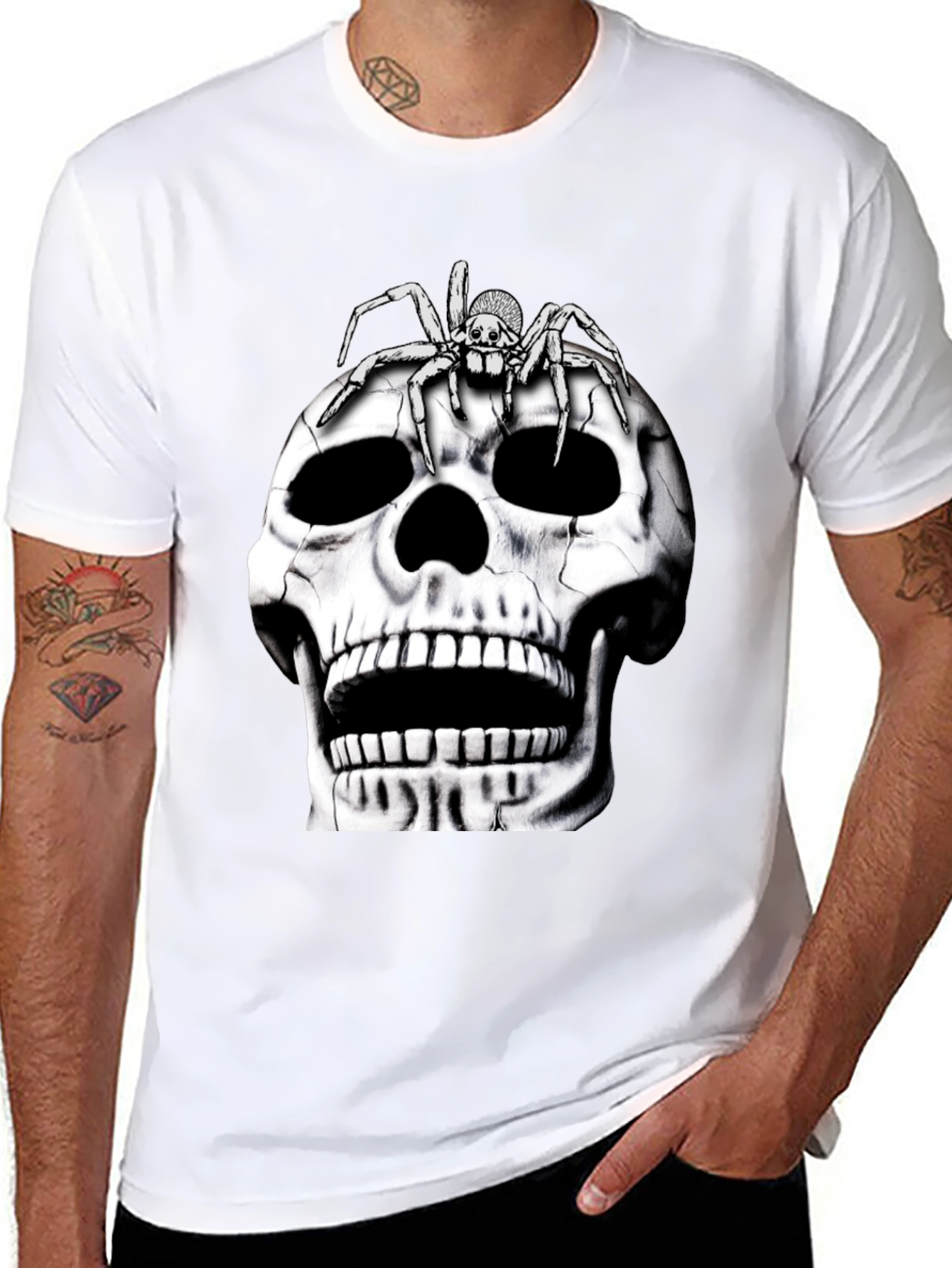 Skull and Spider Graphic T-Shirt