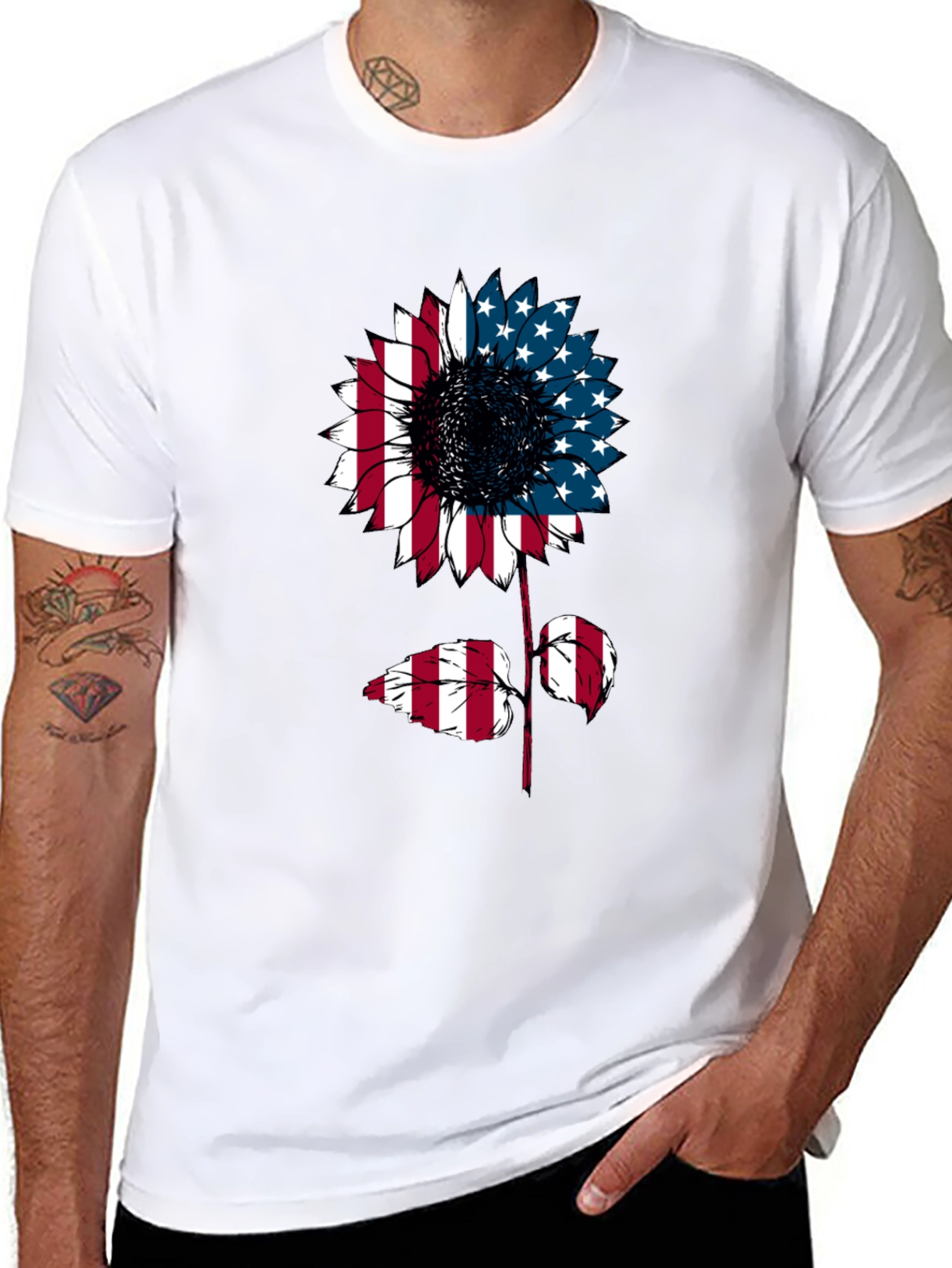 American Flag Sunflower Graphic Tee