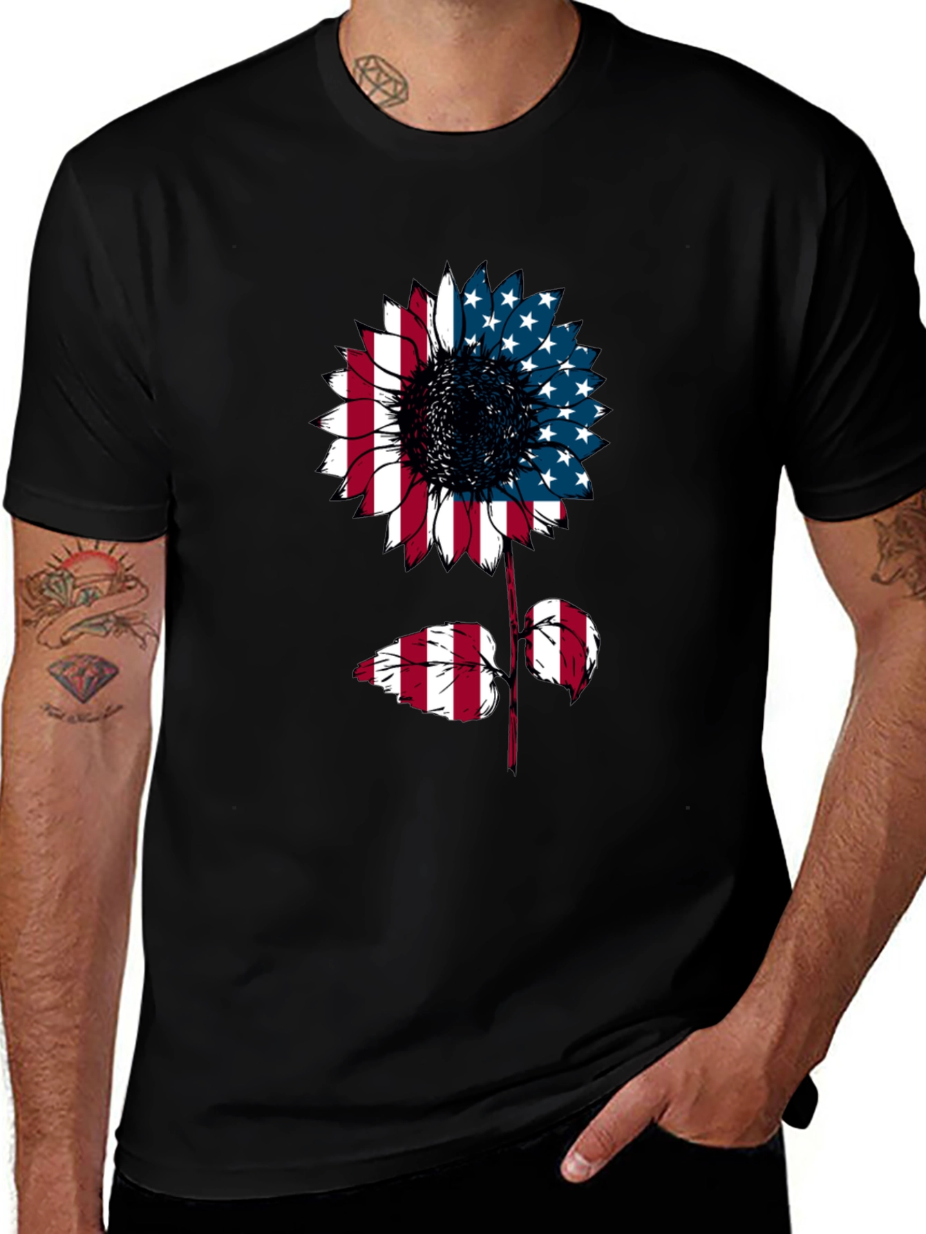 American Flag Sunflower Graphic Tee