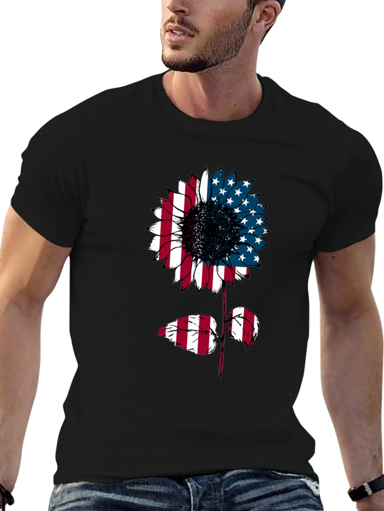 American Flag Sunflower Graphic Tee