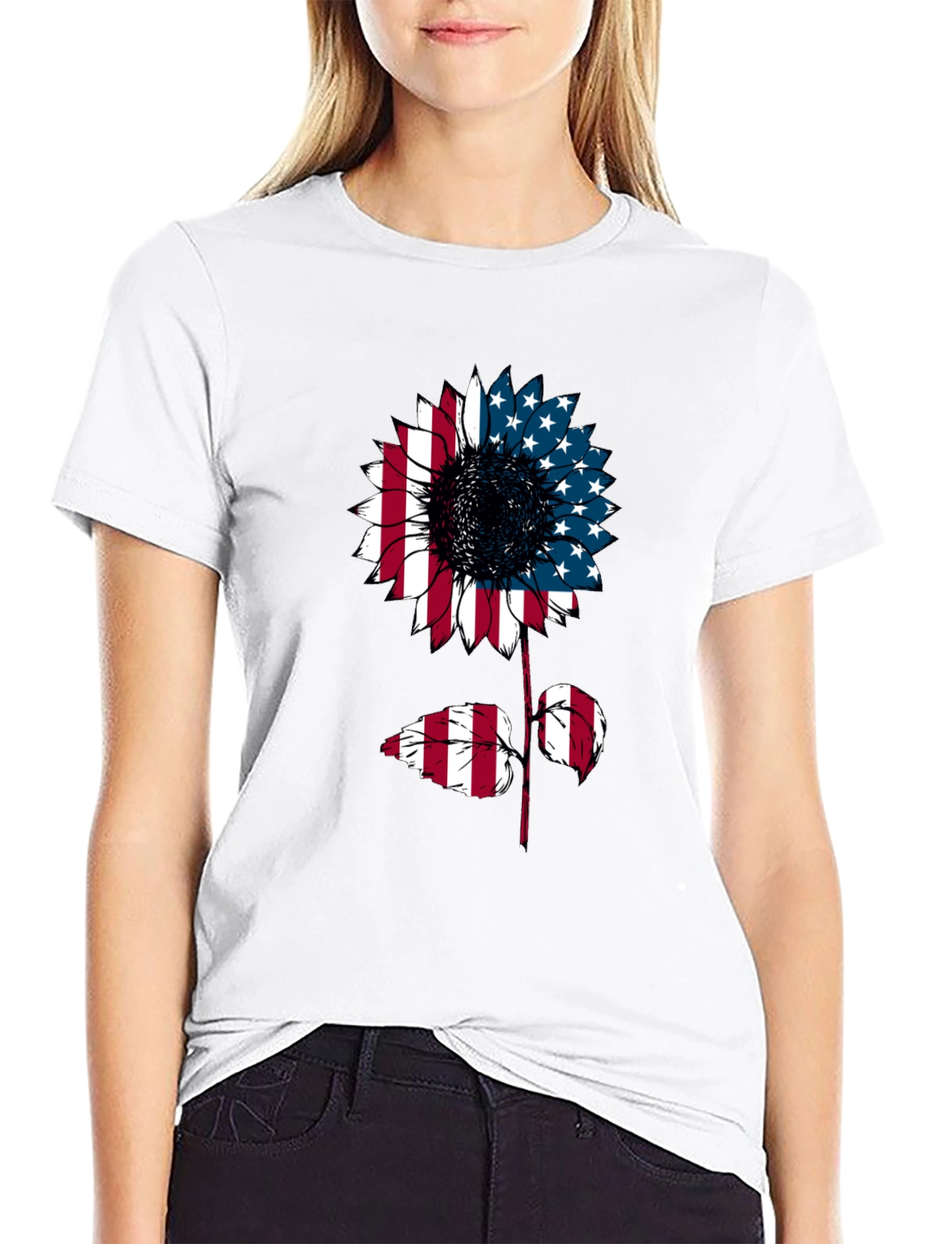 American Flag Sunflower Graphic Tee