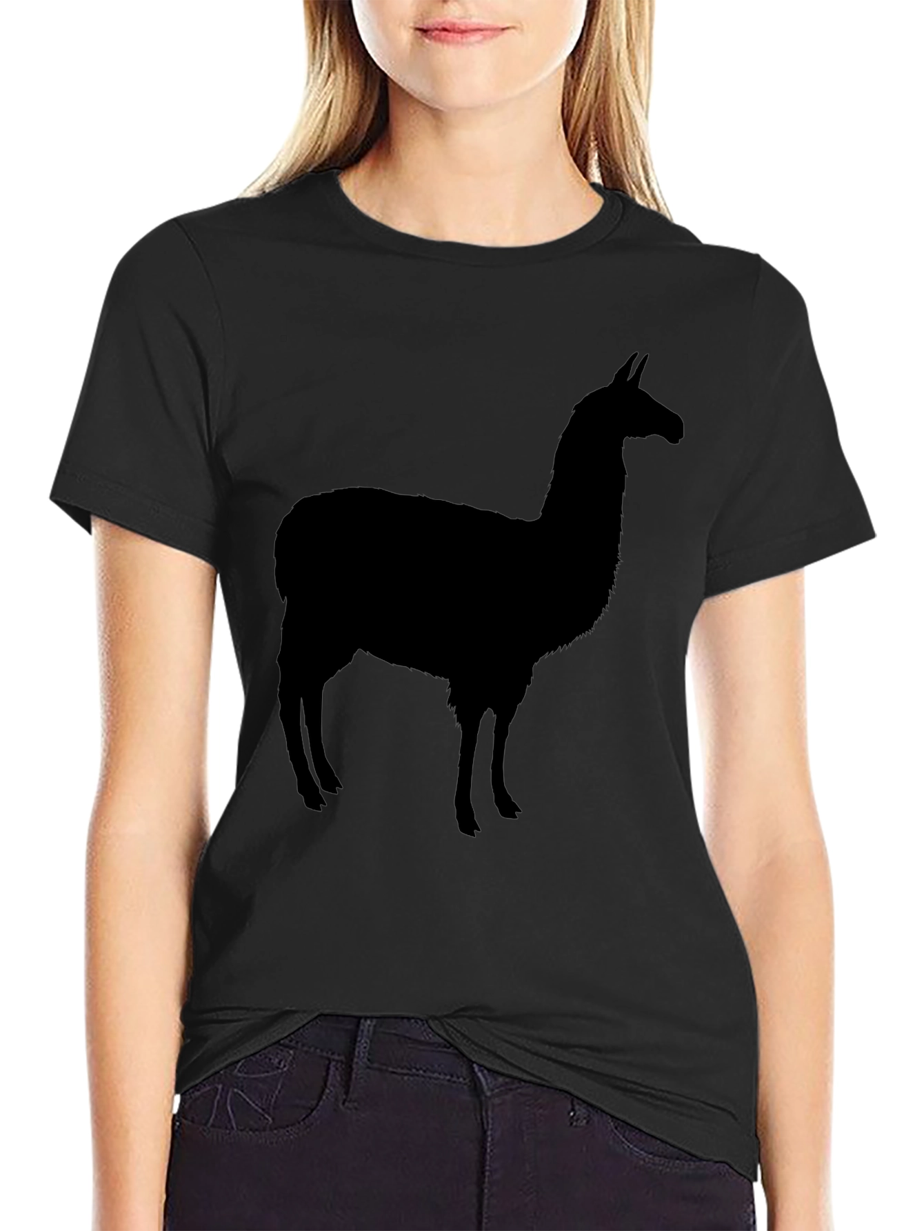 Llama Silhouette Black T-Shirt