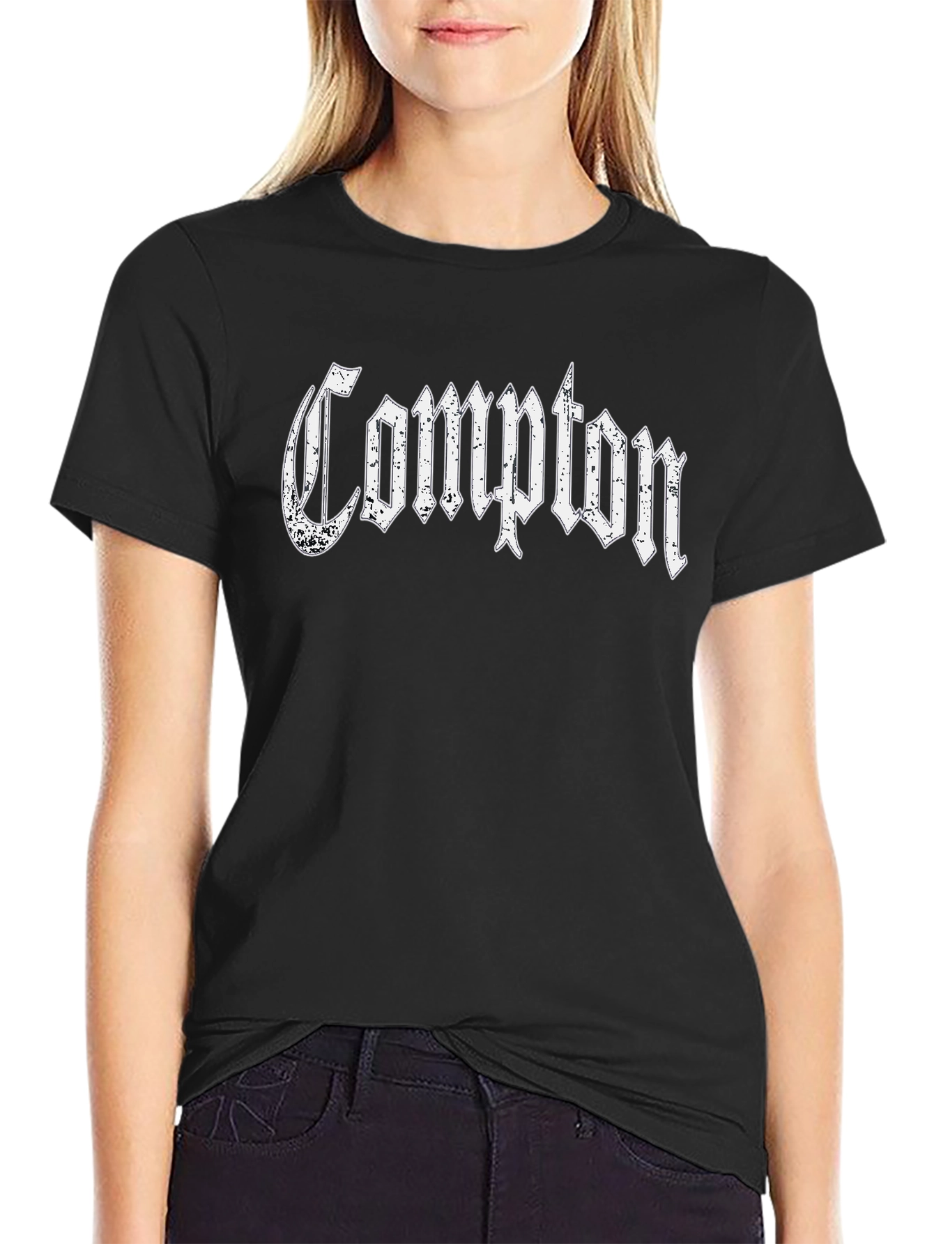 Compton Graphic T-Shirt - Black Cotton Tee