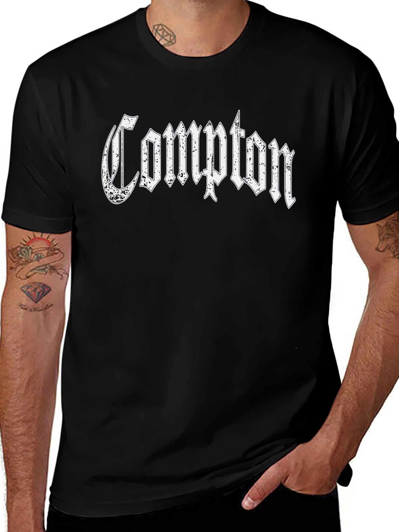 Compton Graphic T-Shirt - Black Cotton Tee