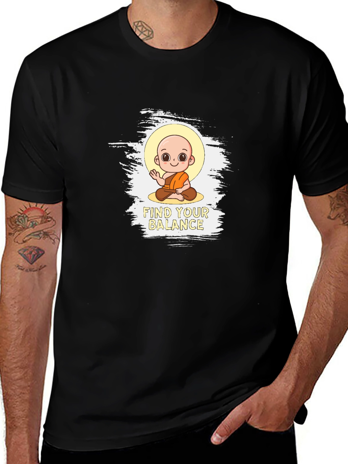 Find Your Balance T-Shirt - Cute Monk Design