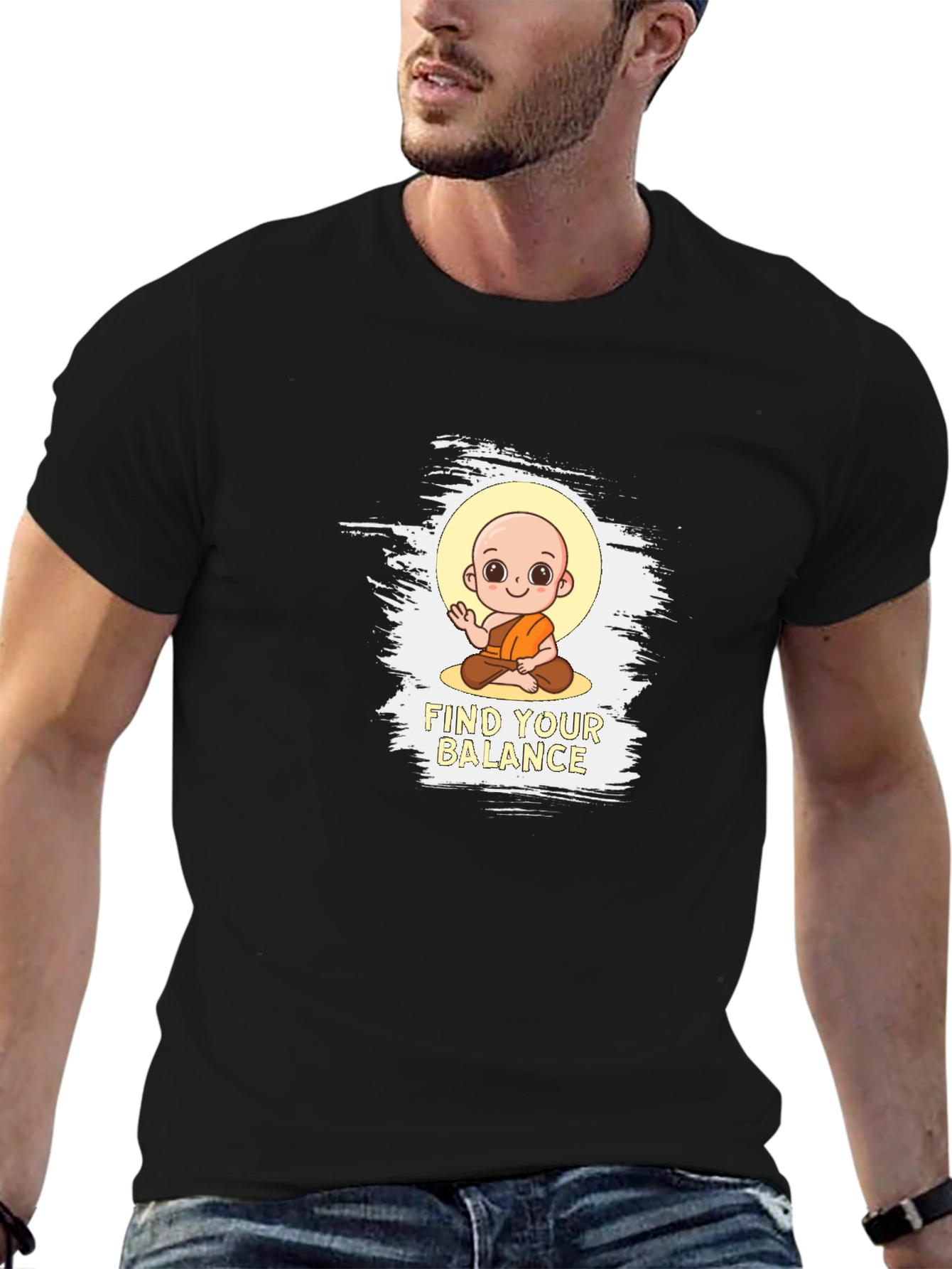 Find Your Balance T-Shirt - Cute Monk Design