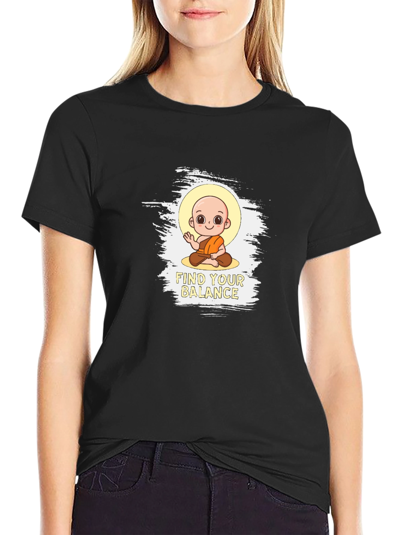 Find Your Balance T-Shirt - Cute Monk Design