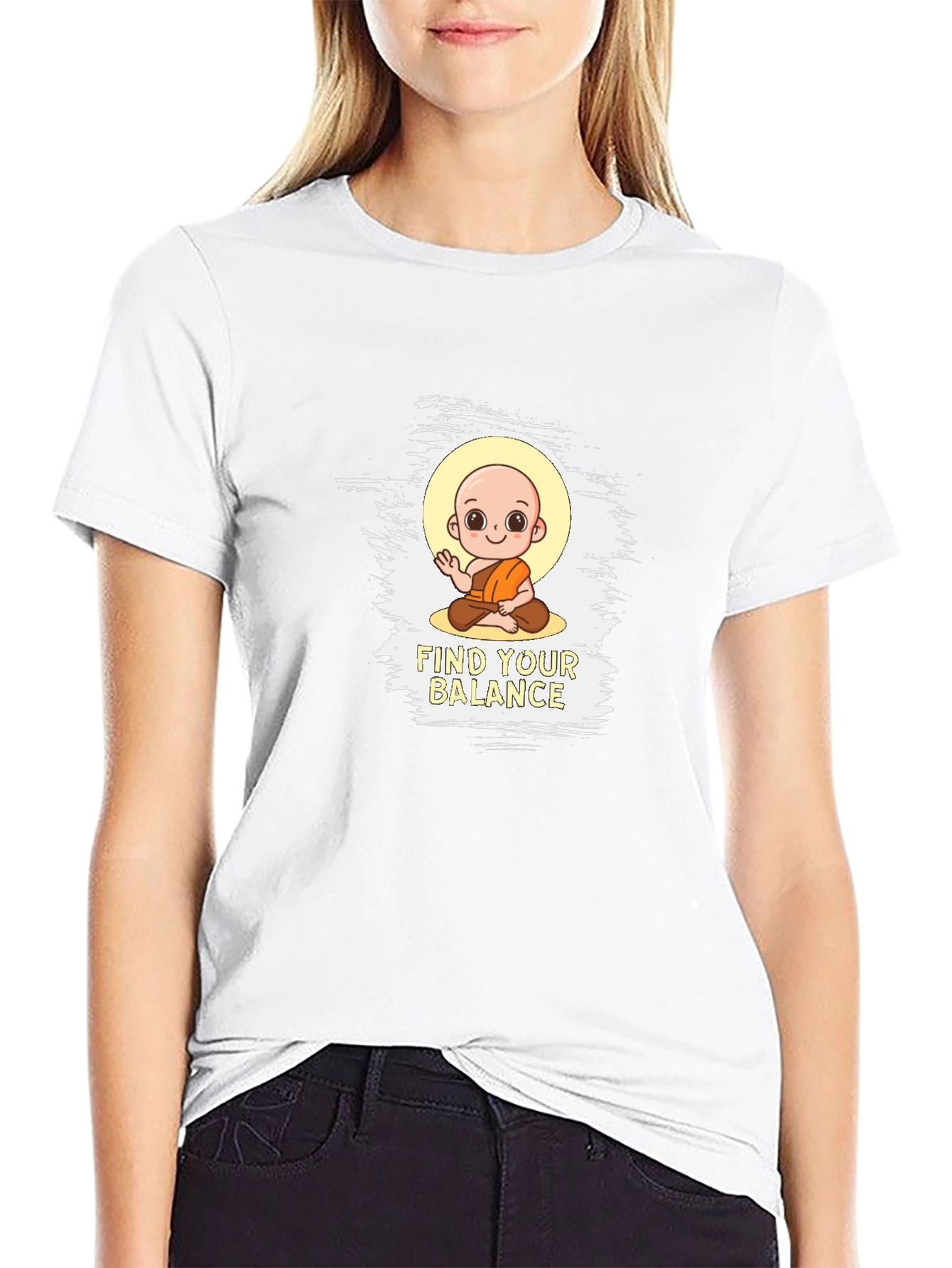 Find Your Balance T-Shirt - Cute Monk Design