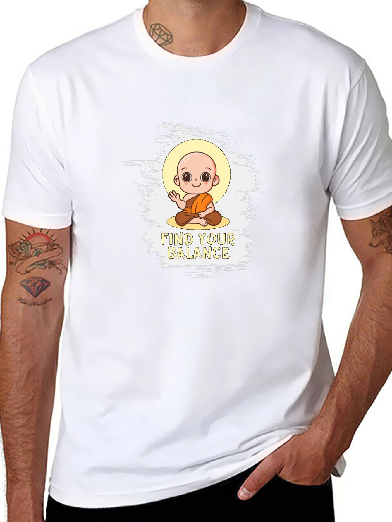 Find Your Balance T-Shirt - Cute Monk Design