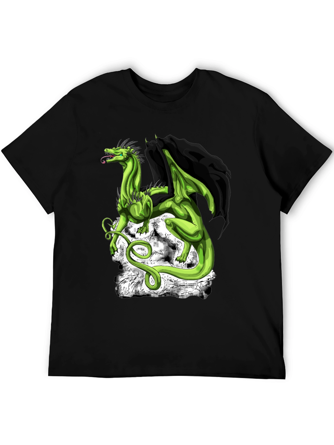 Dragon Graphic Tee - Black Cotton Shirt