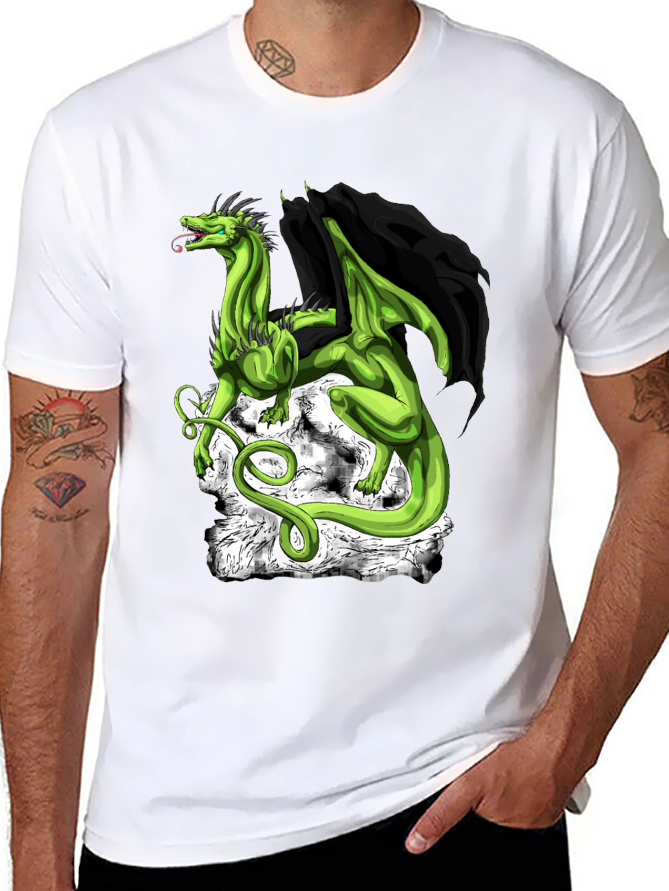 Dragon Graphic Tee - Black Cotton Shirt