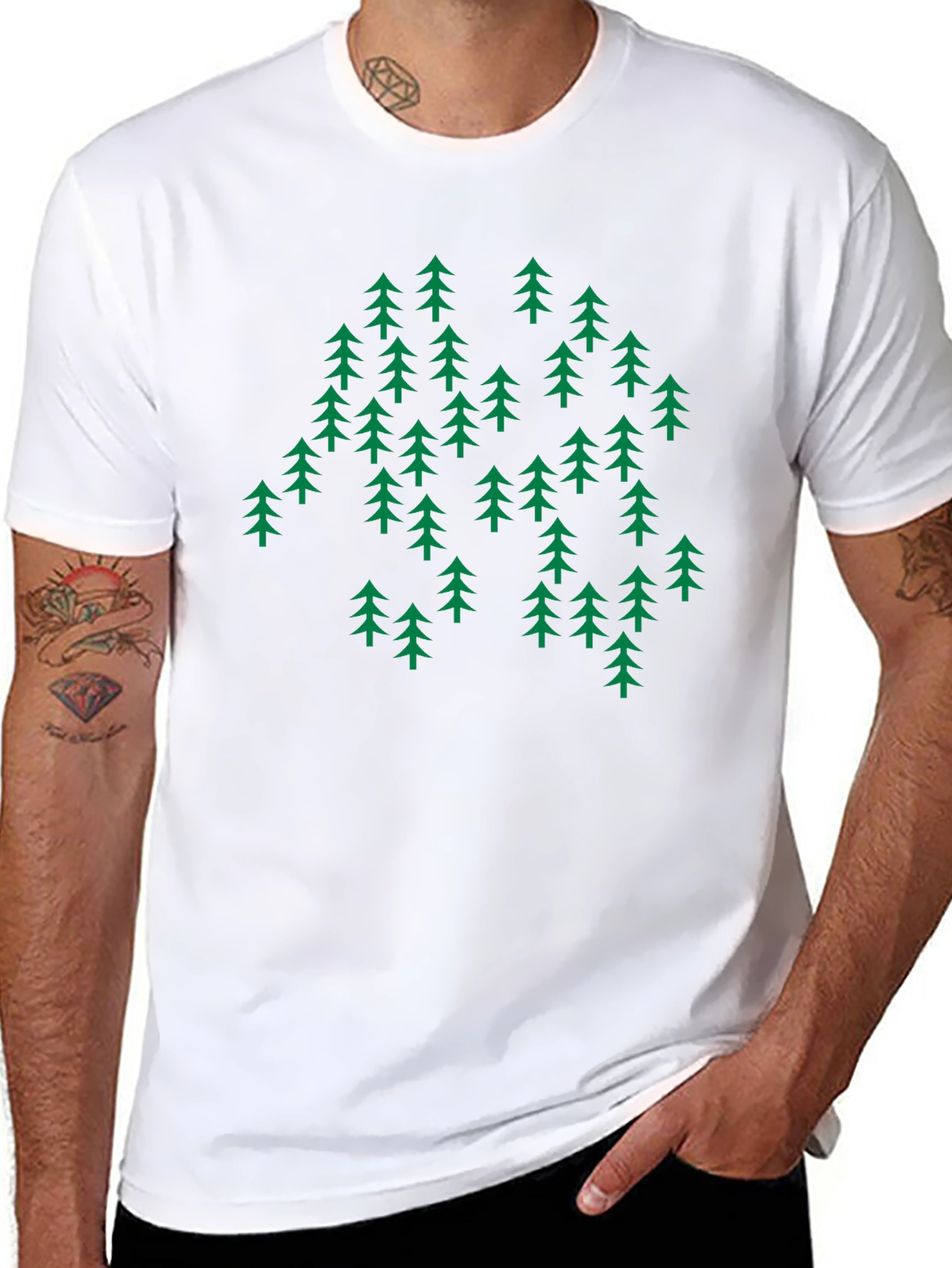 Nature Inspired Graphic Tee - Evergreen Forest Design