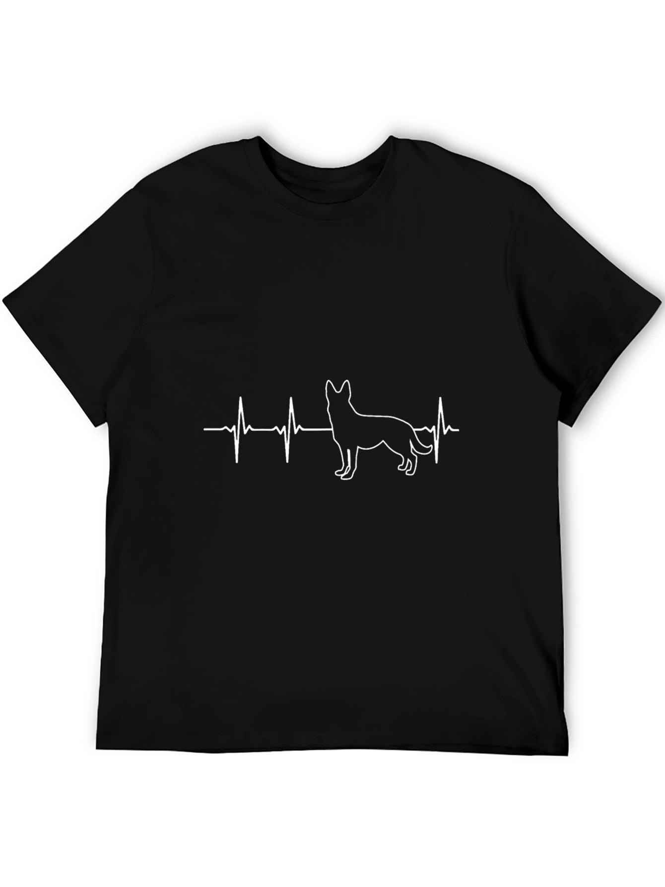 German Shepherd Heartbeat Graphic Tee - Black
