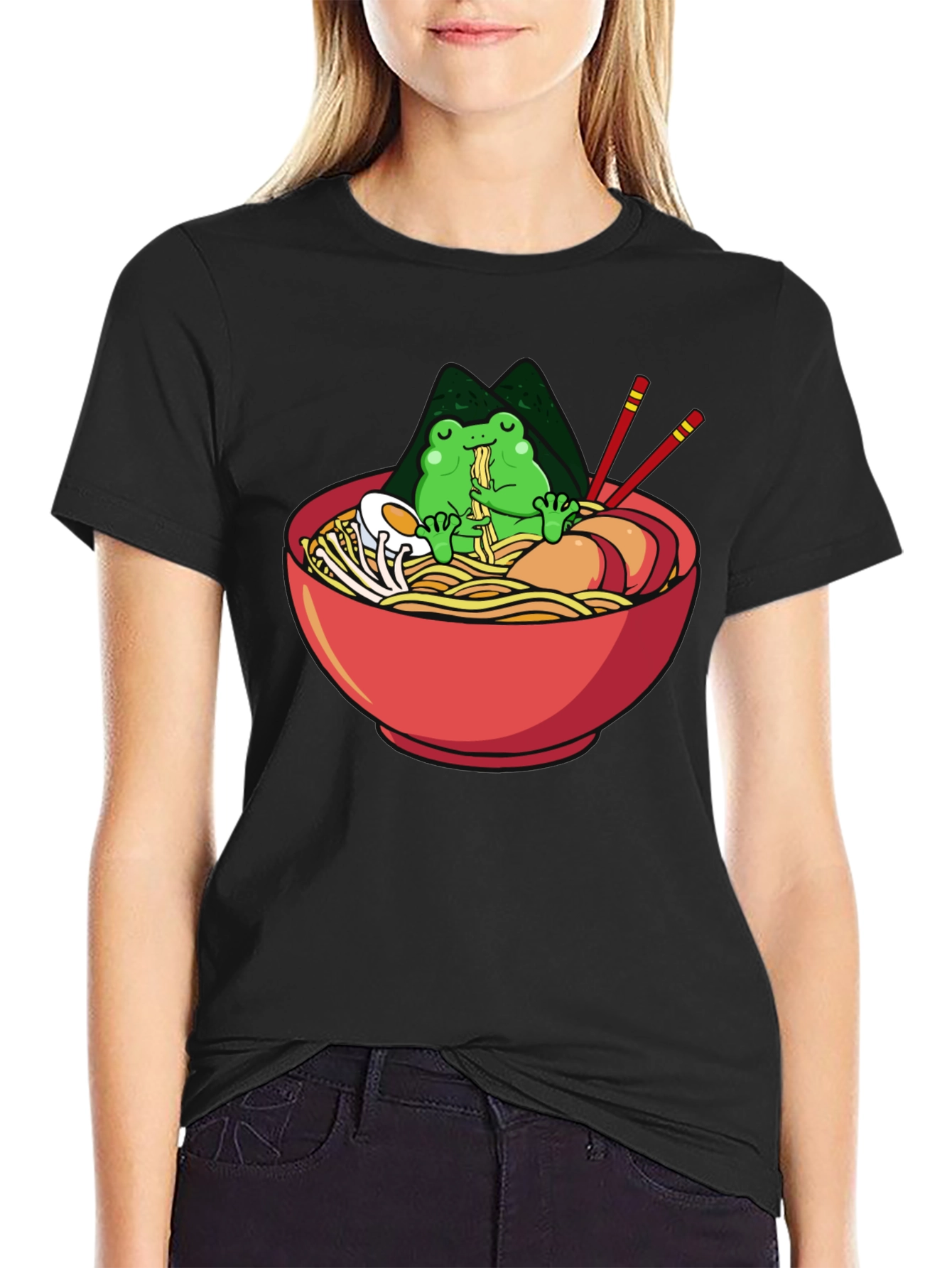 Frog Ramen Lover Black T-Shirt