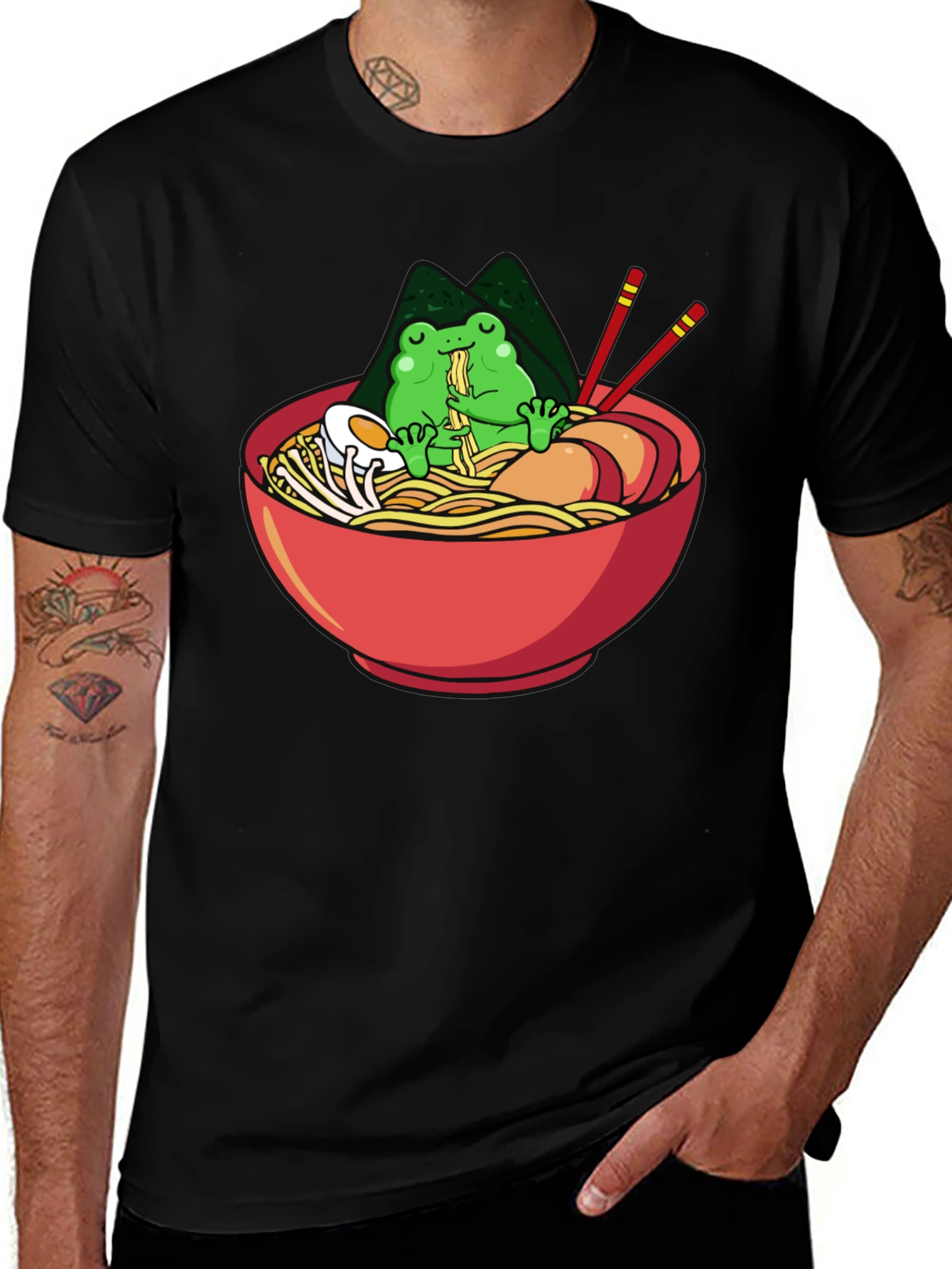 Frog Ramen Lover Black T-Shirt