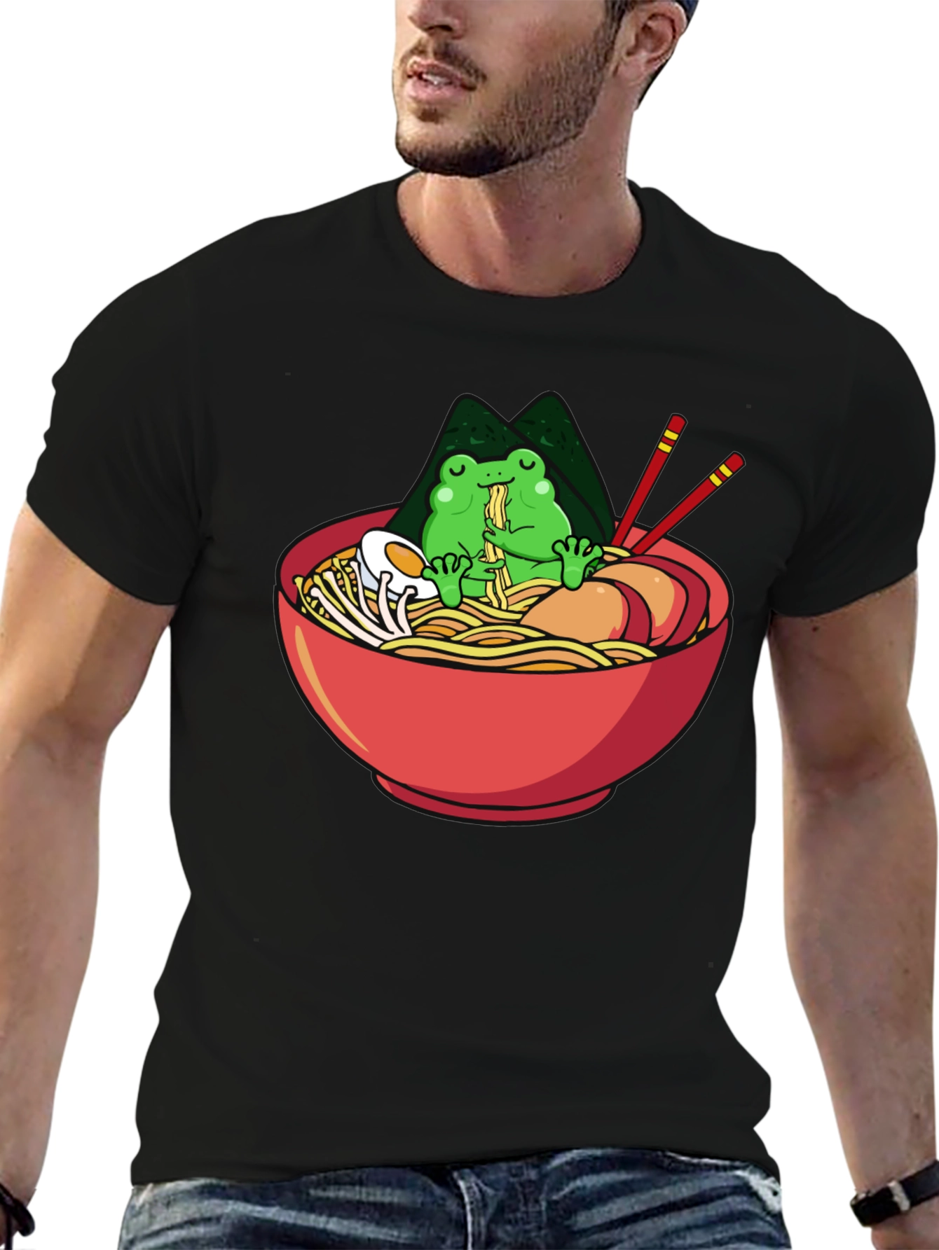 Frog Ramen Lover Black T-Shirt