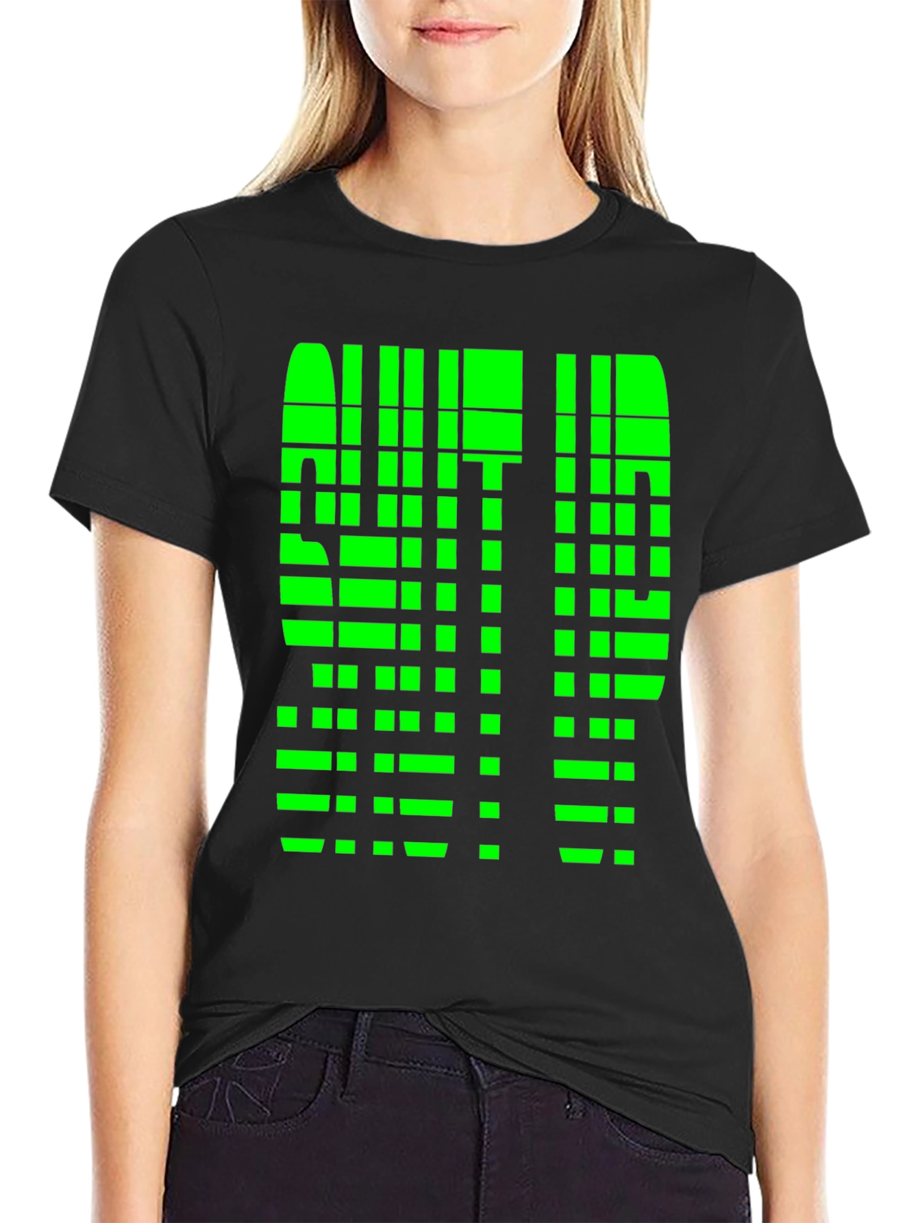 Geometric Pixelated Graphic Tee - Shut Up