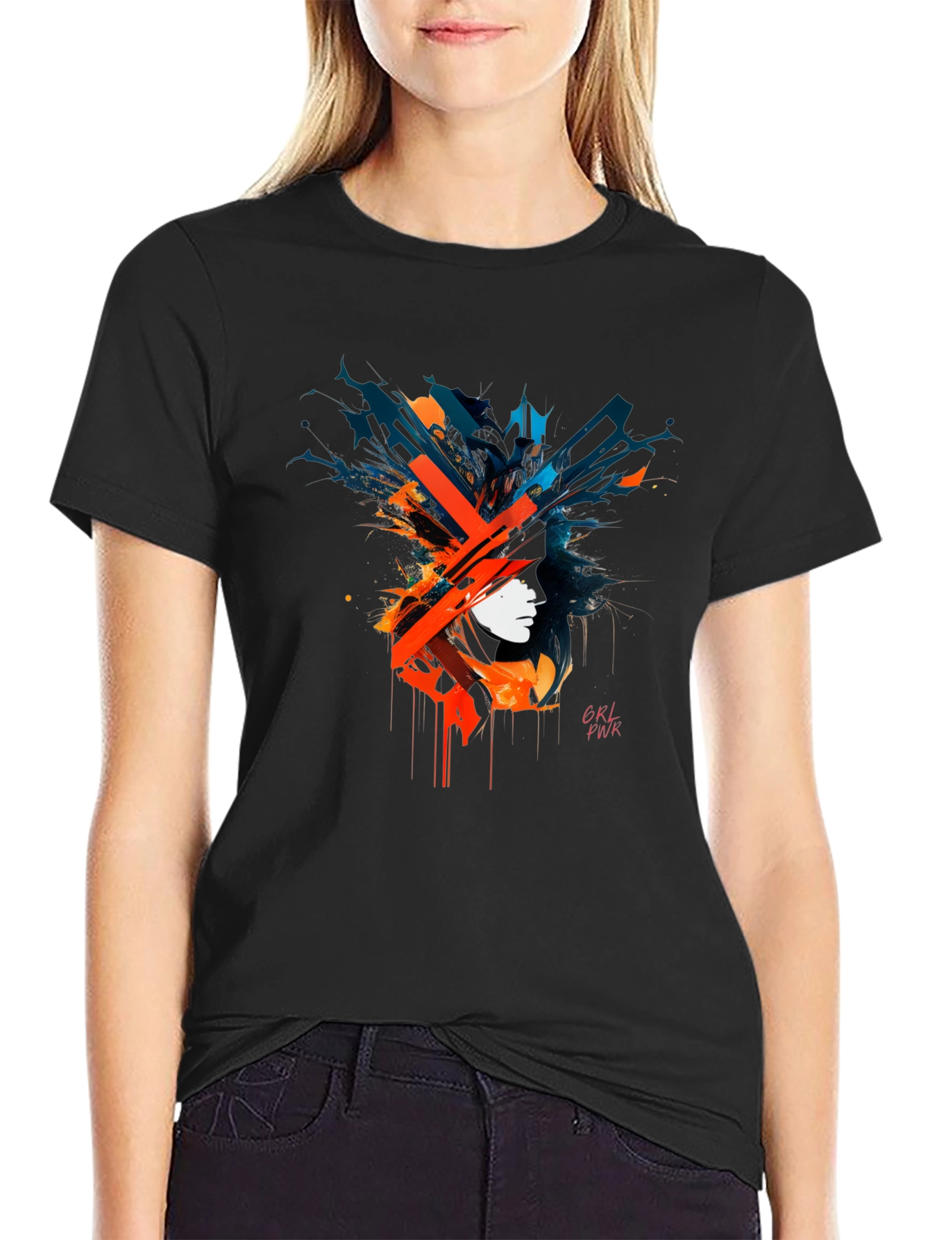 Abstract GRL PWR Graphic Black T-Shirt