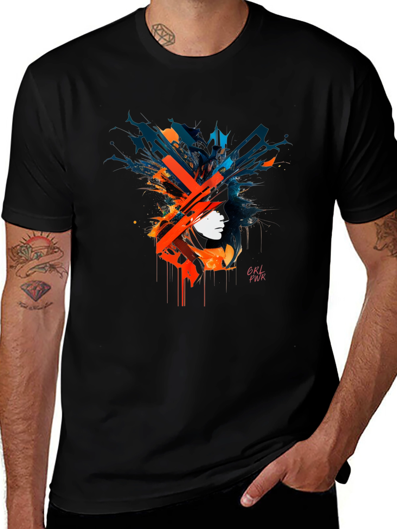 Abstract GRL PWR Graphic Black T-Shirt