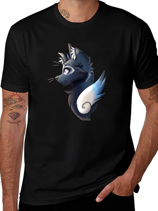 Black Tee with Artistic Animal Graphic