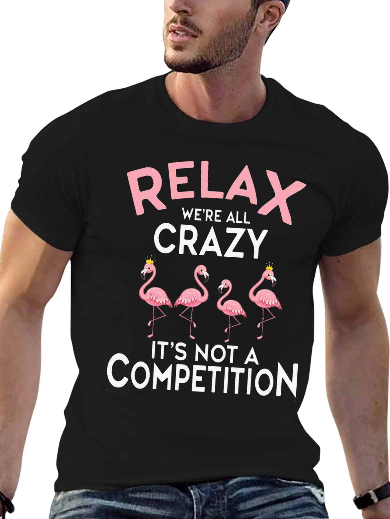 Relax Were All Crazy Flamingo Graphic Tee