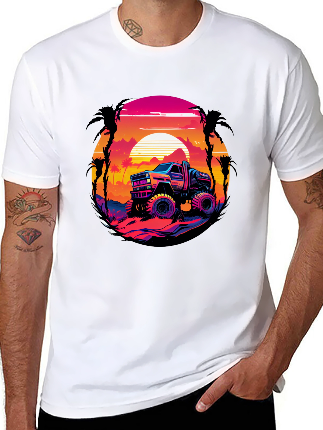 Retro Truck Graphic Tee - Sunset Drive