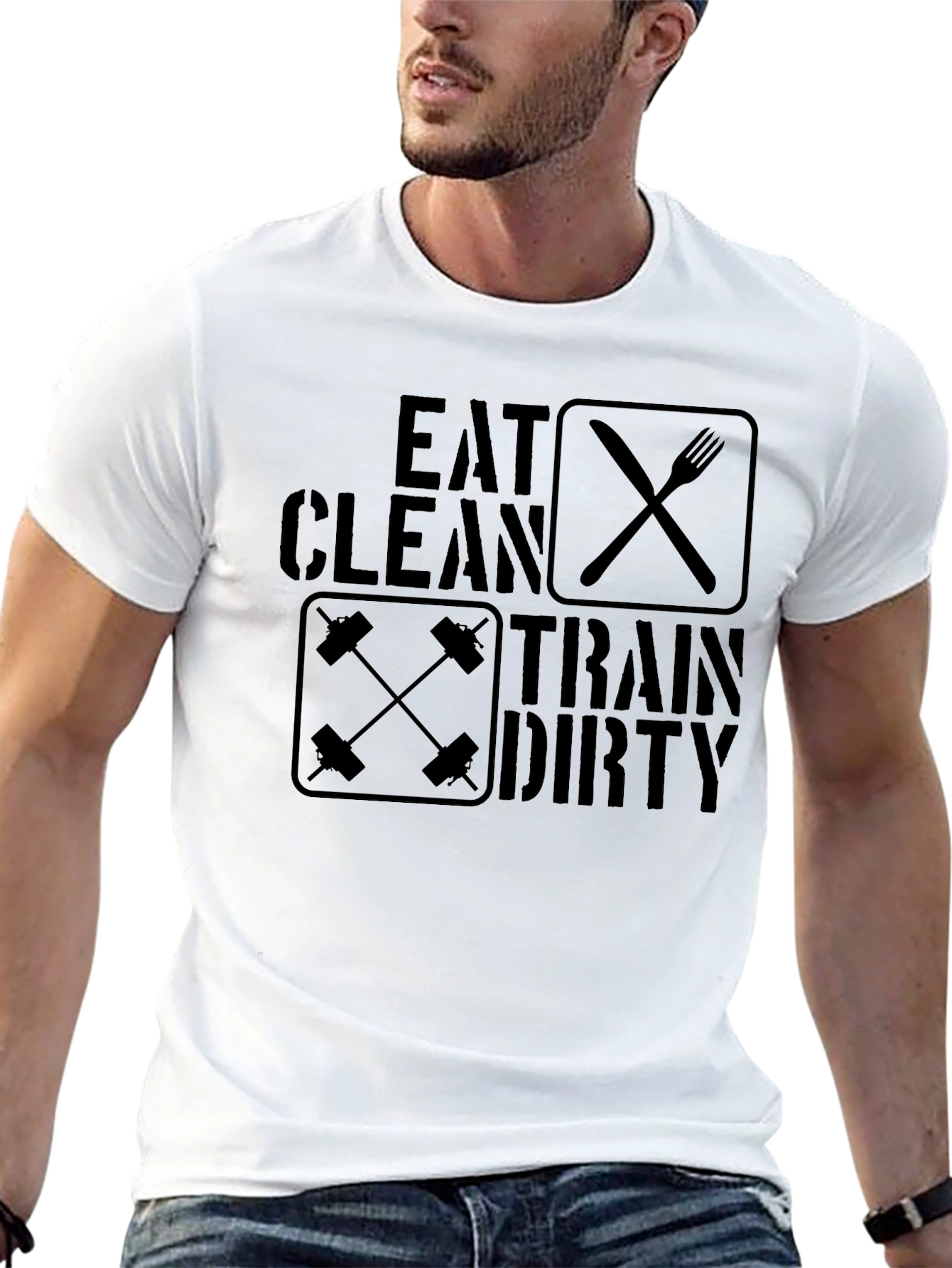 Eat Clean Train Dirty Black Graphic T-Shirt