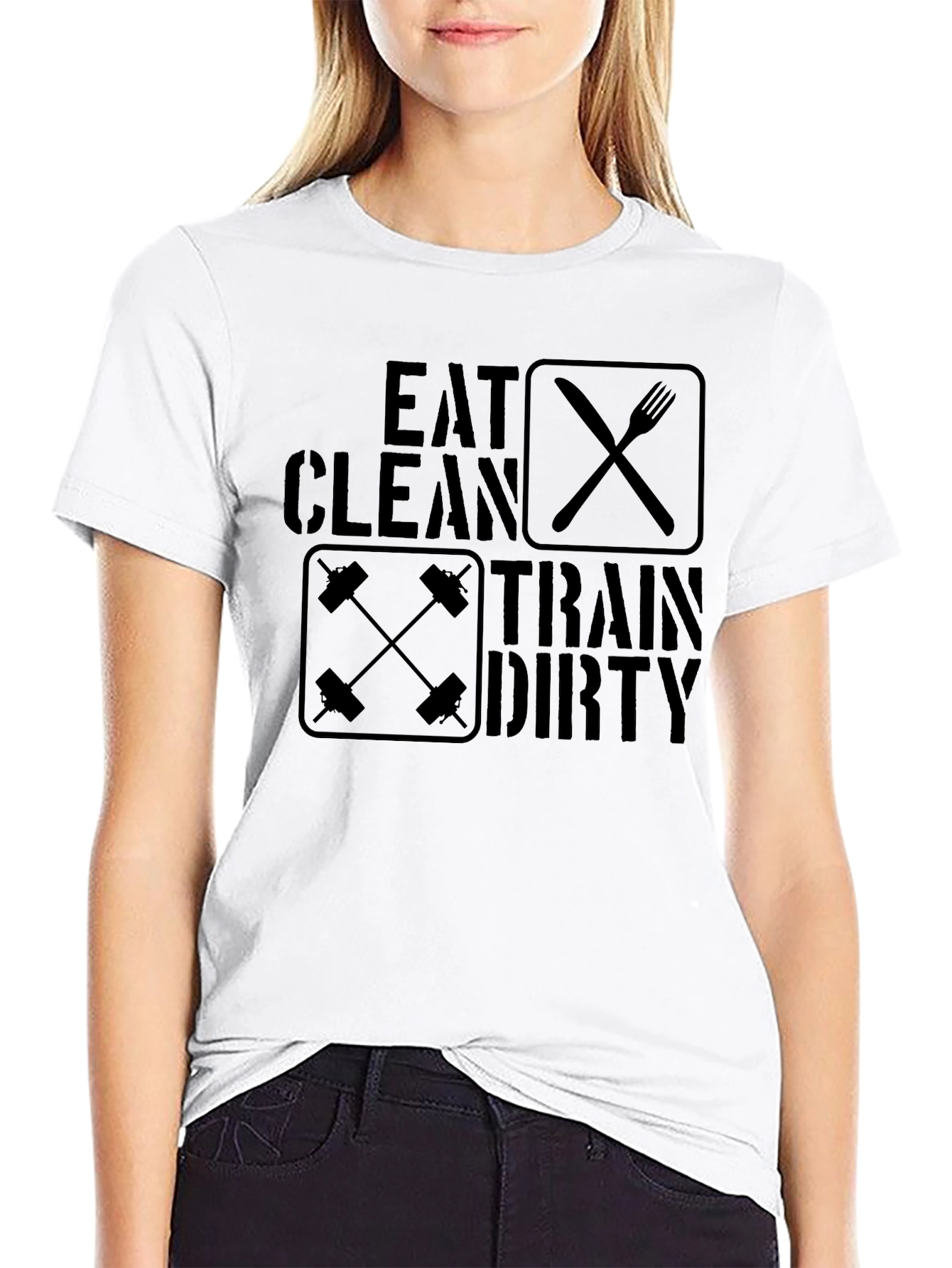 Eat Clean Train Dirty Black Graphic T-Shirt