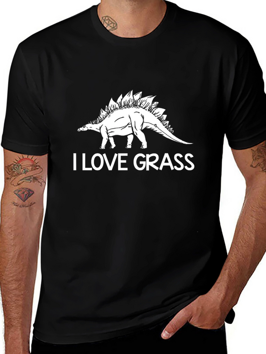 I Love Grass Stegosaurus Graphic T-Shirt