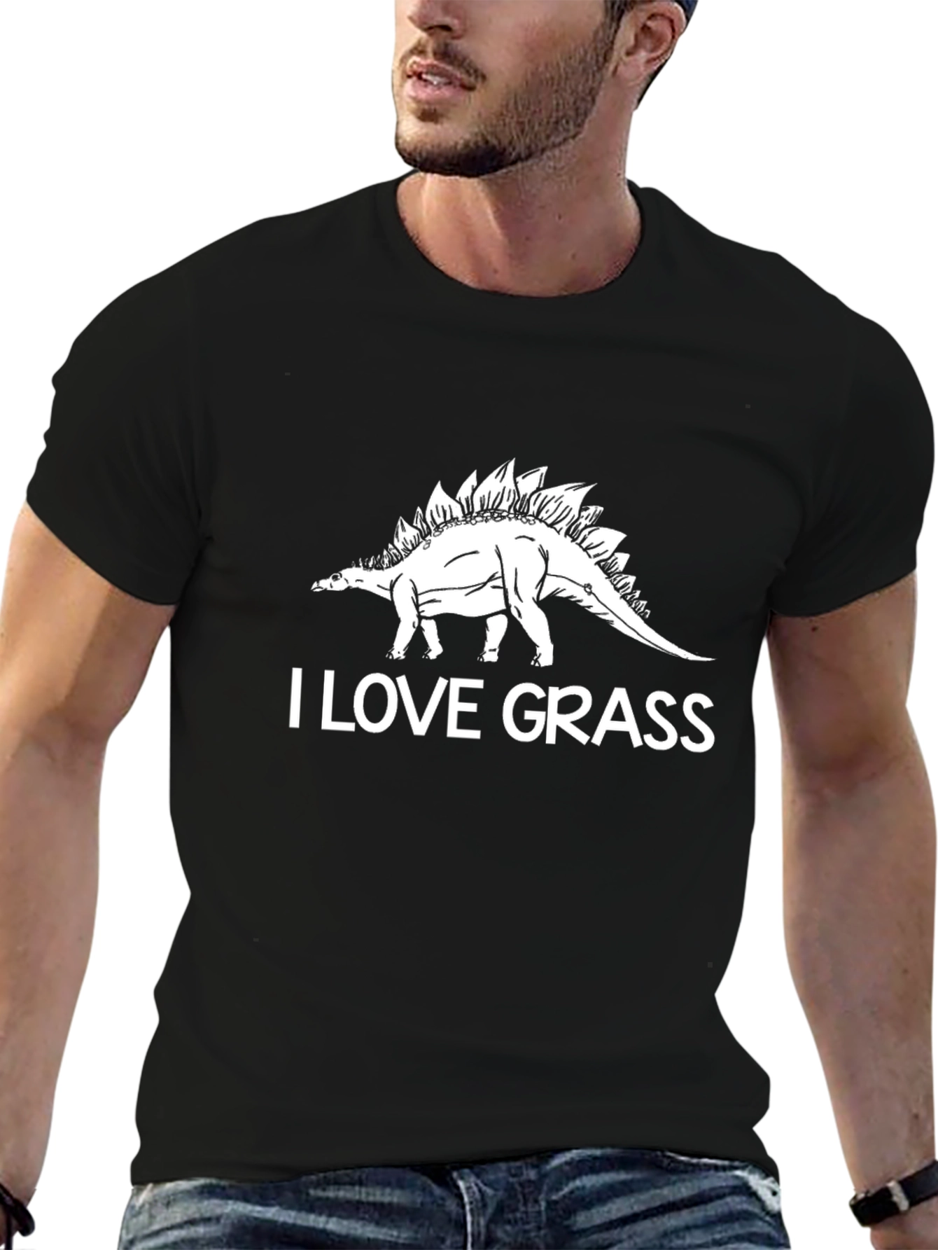 I Love Grass Stegosaurus Graphic T-Shirt