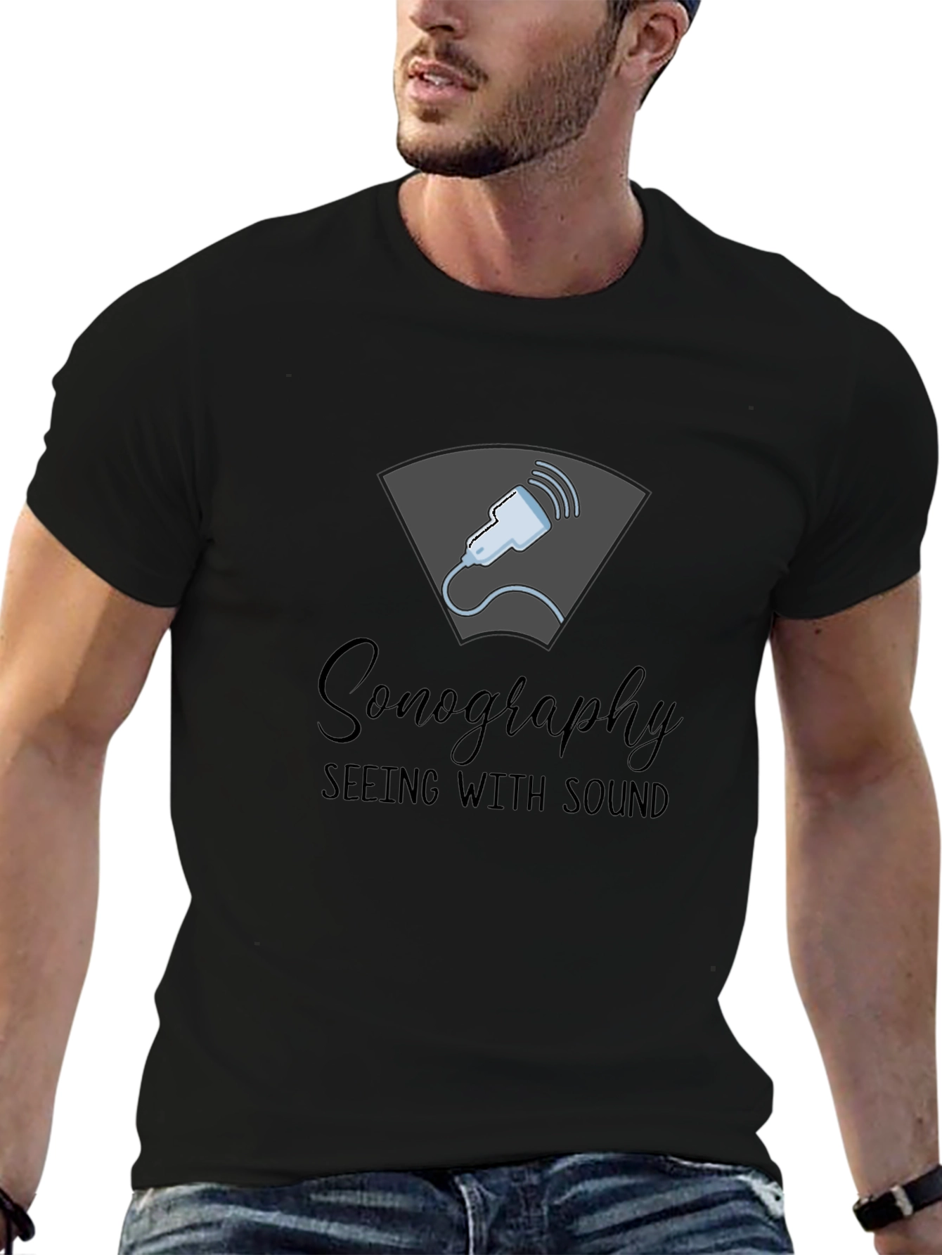 Sonography Seeing With Sound Black T-Shirt