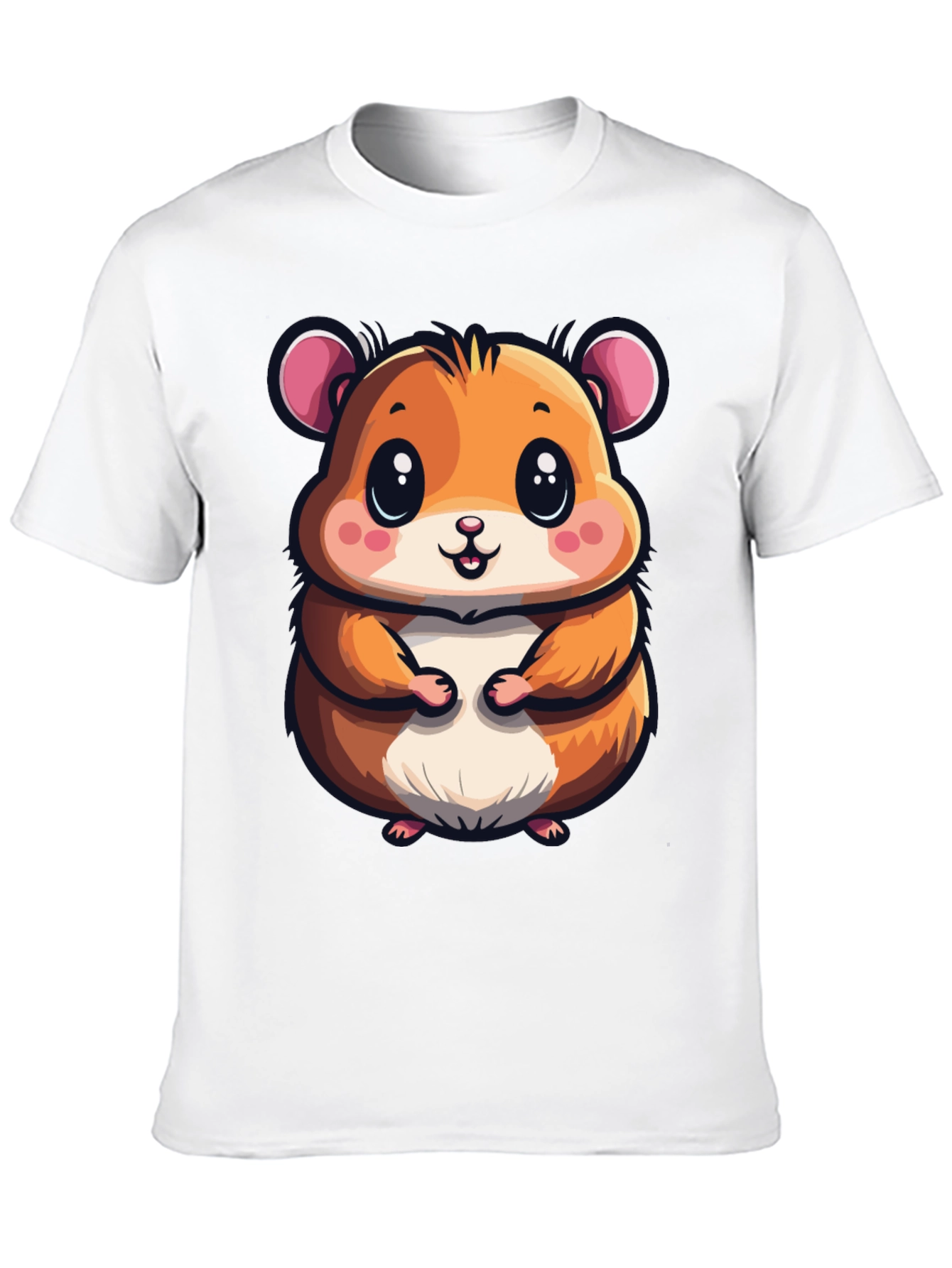 Cute Hamster Graphic Tee - Black Casual T-Shirt