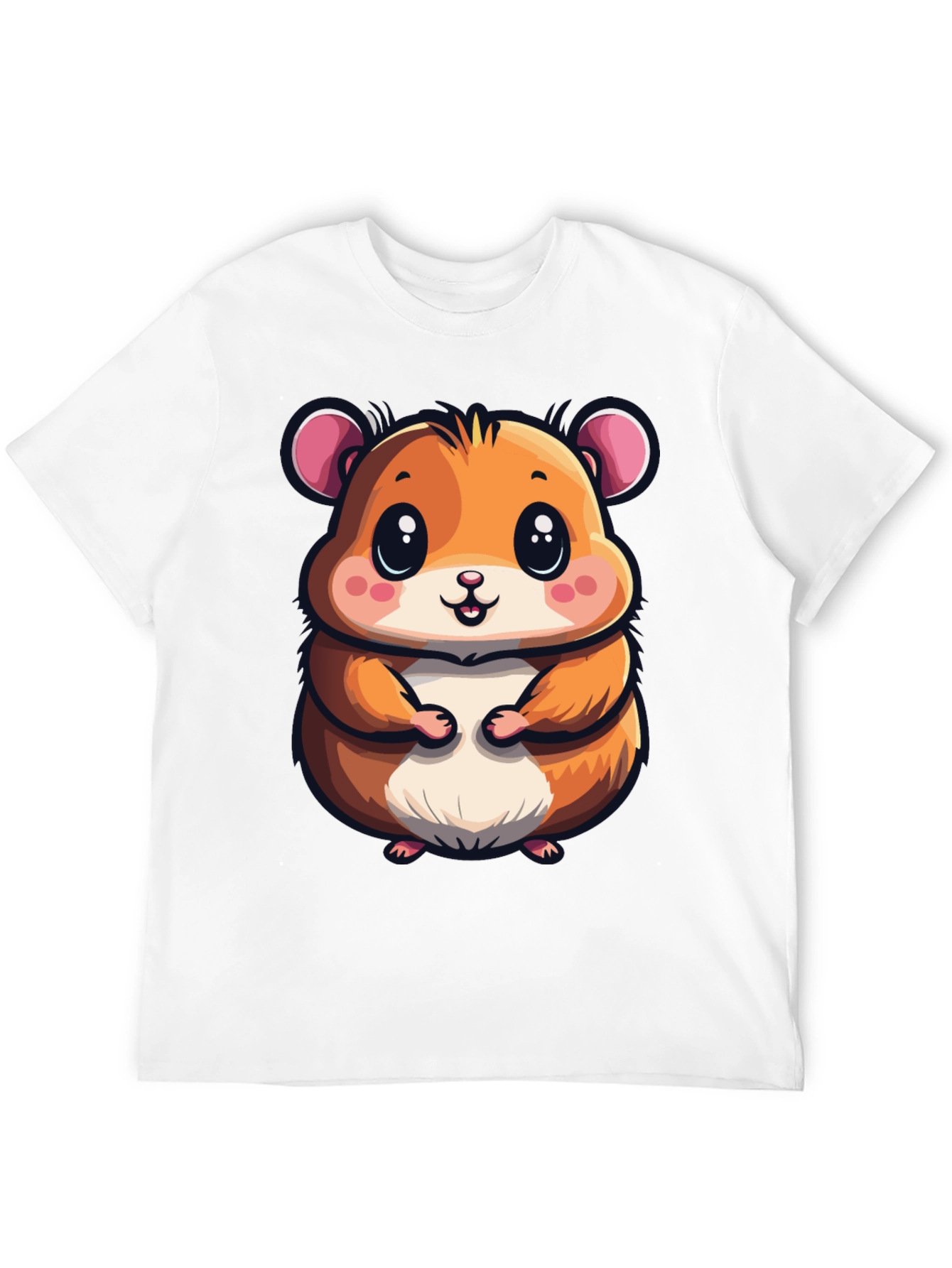 Cute Hamster Graphic Tee - Black Casual T-Shirt
