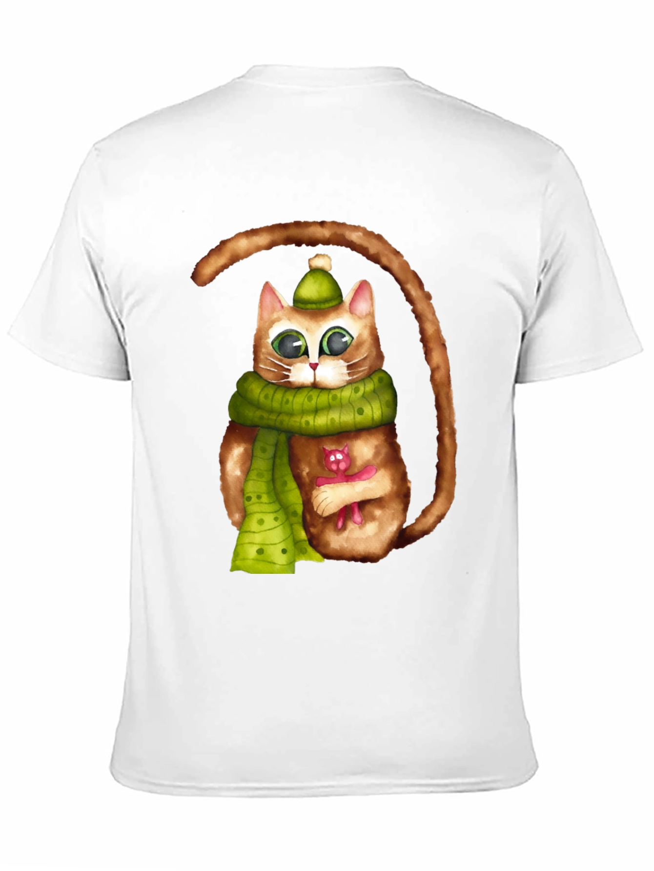 Whimsical Cat in Scarf Graphic Tee