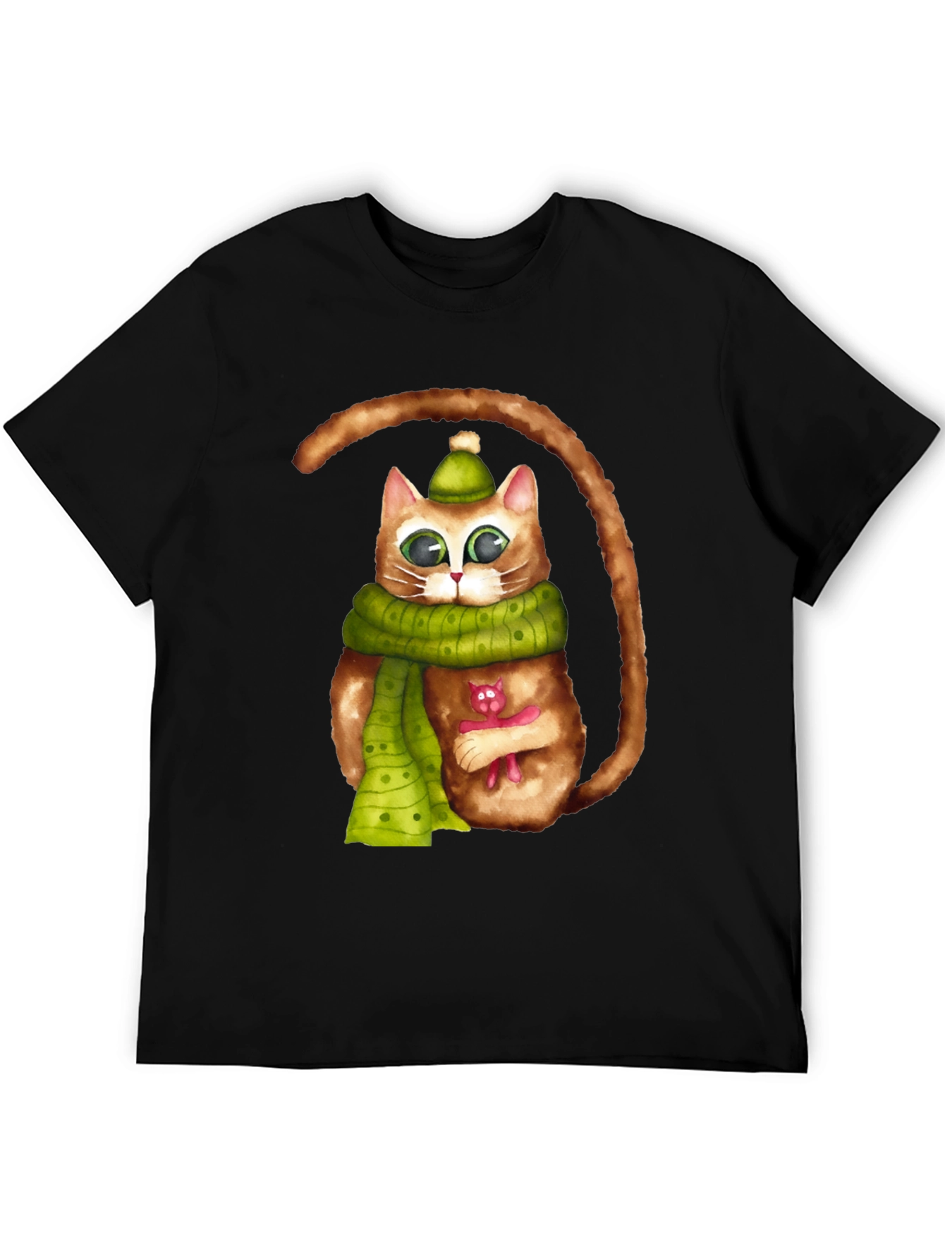 Whimsical Cat in Scarf Graphic Tee