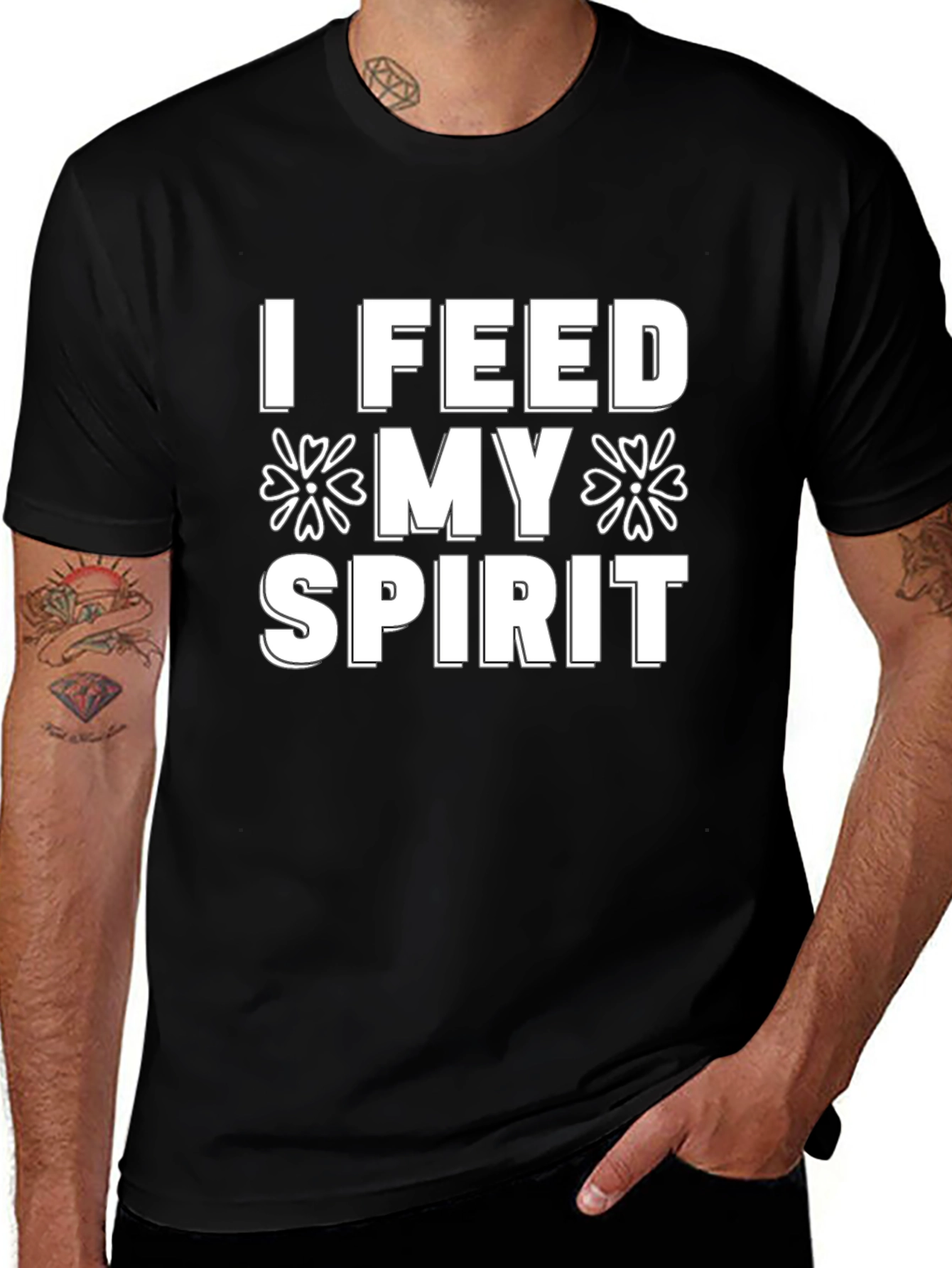 I Feed My Spirit T-Shirt - Black Graphic Tee