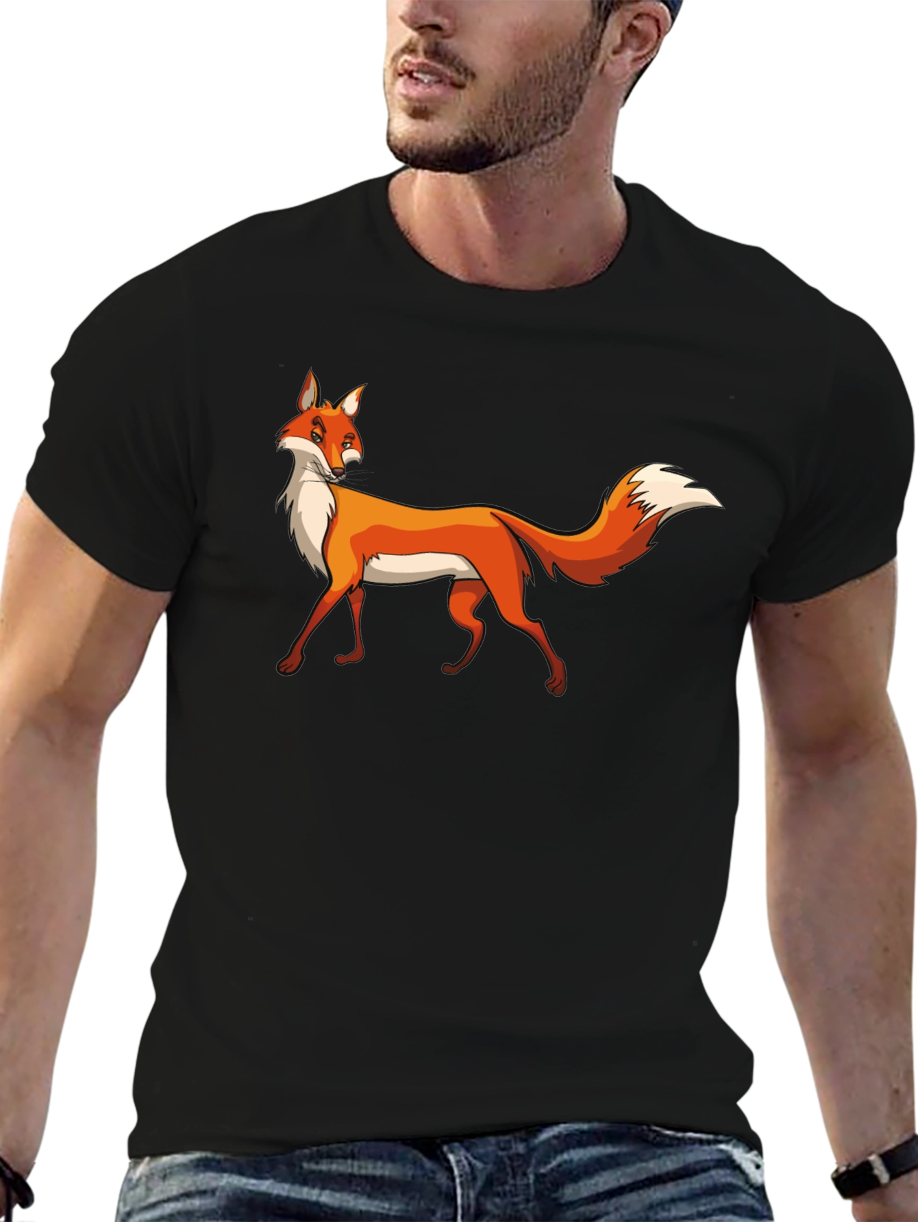 Fox Graphic Black T-Shirt Premium Cotton Tee
